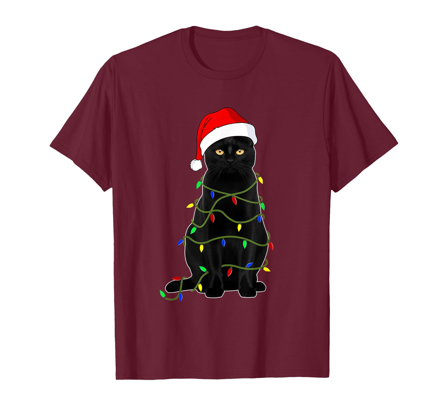 Black Cat Santa Christmas Family Matching Pajamas Xmas Men Women Kids T-Shirt