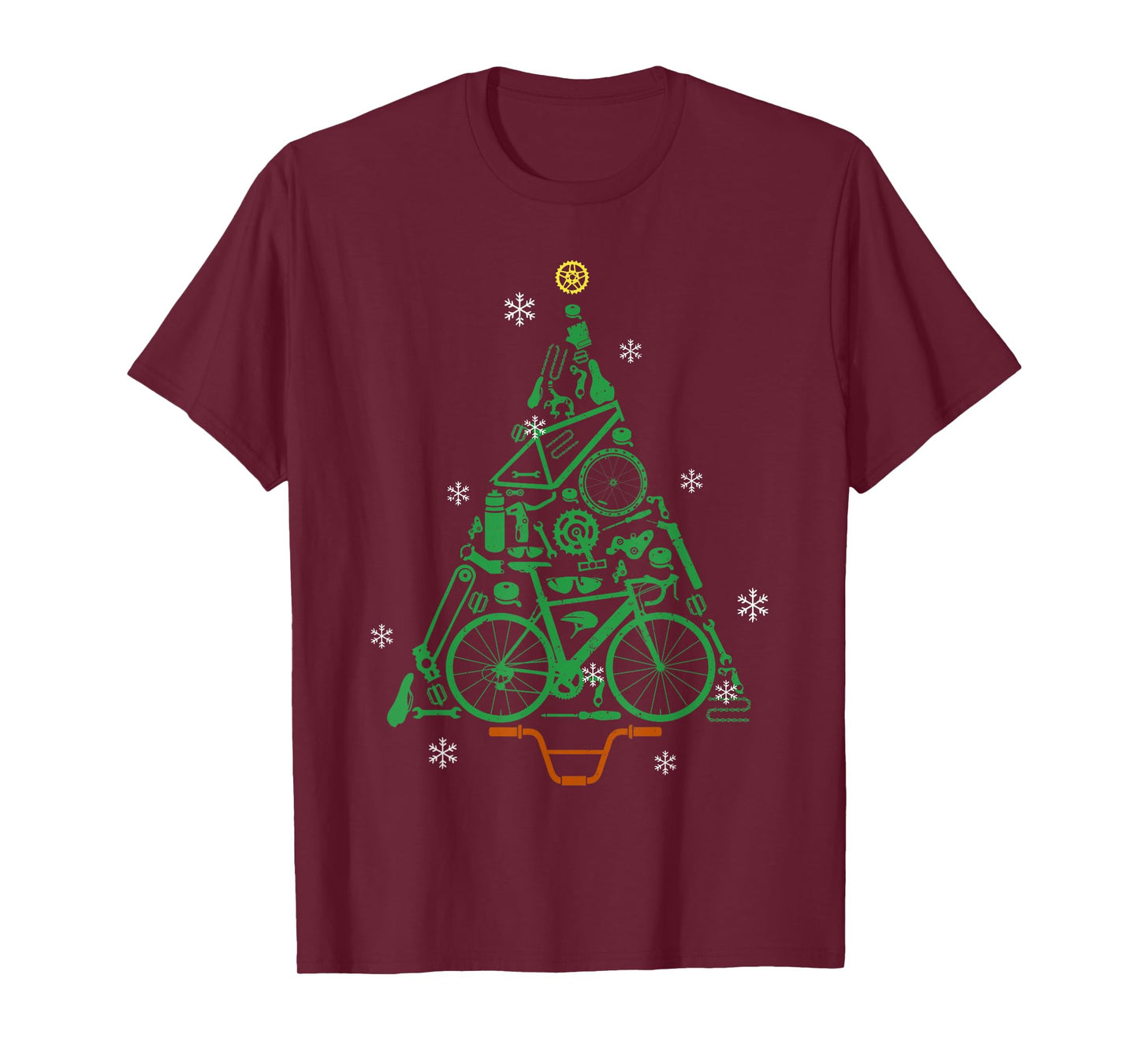 Road Bike Bicycle Funny Christmas Tree Cyclist Kids Adults T-Shirt