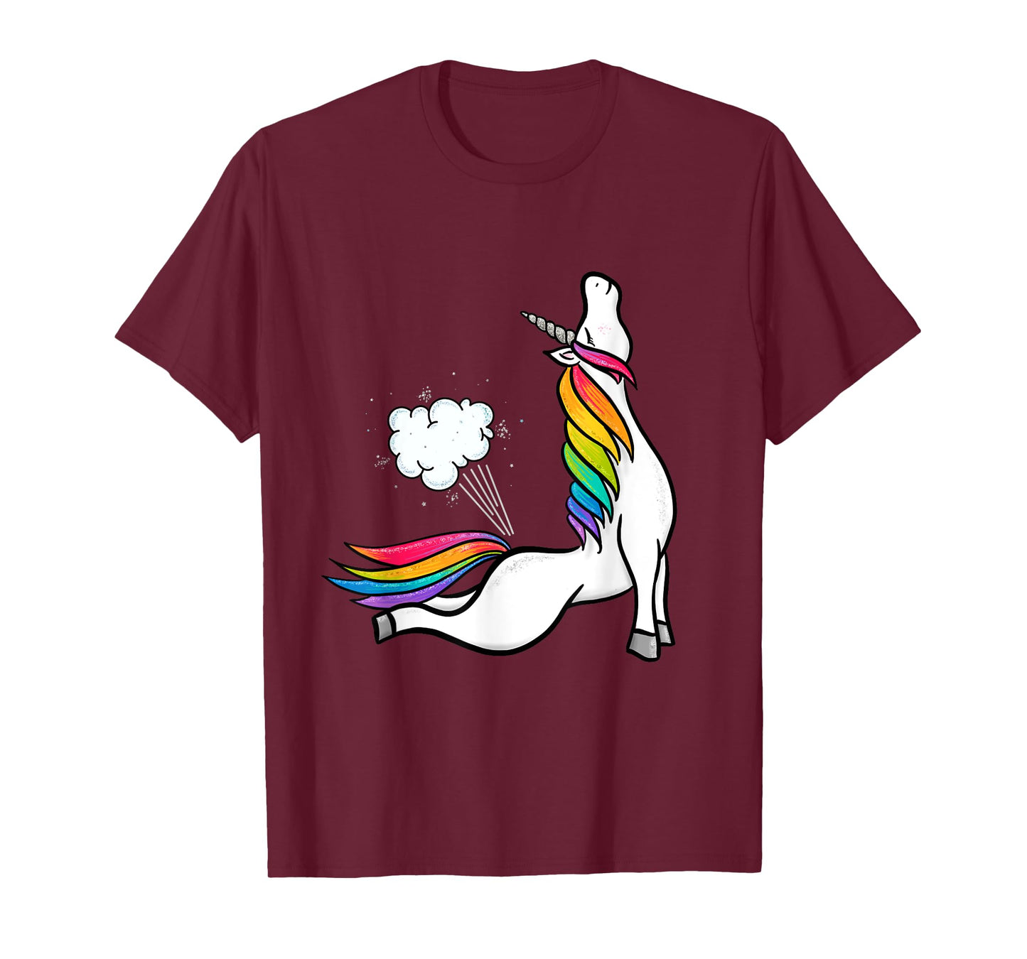 Funny Yoga Unicorn Fart Rainbow Graphic T-Shirt
