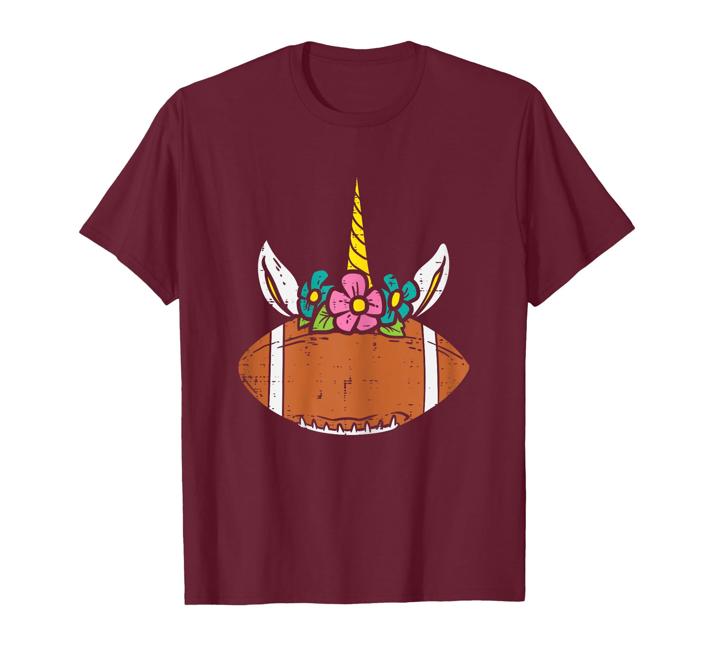 Unicorn Head American Football Cute Fan Player Girls Women T-Shirt