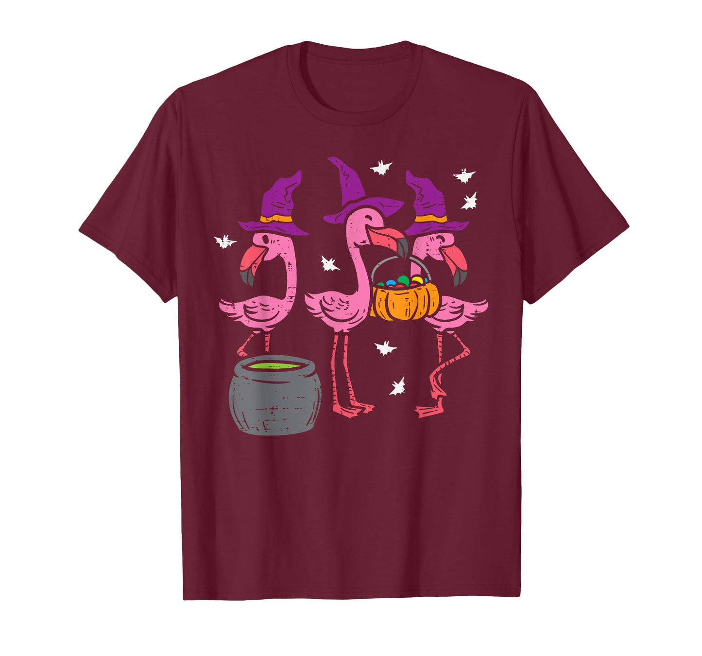 Witch Flamingos Animal Bird Flamingoween Halloween Women T-Shirt