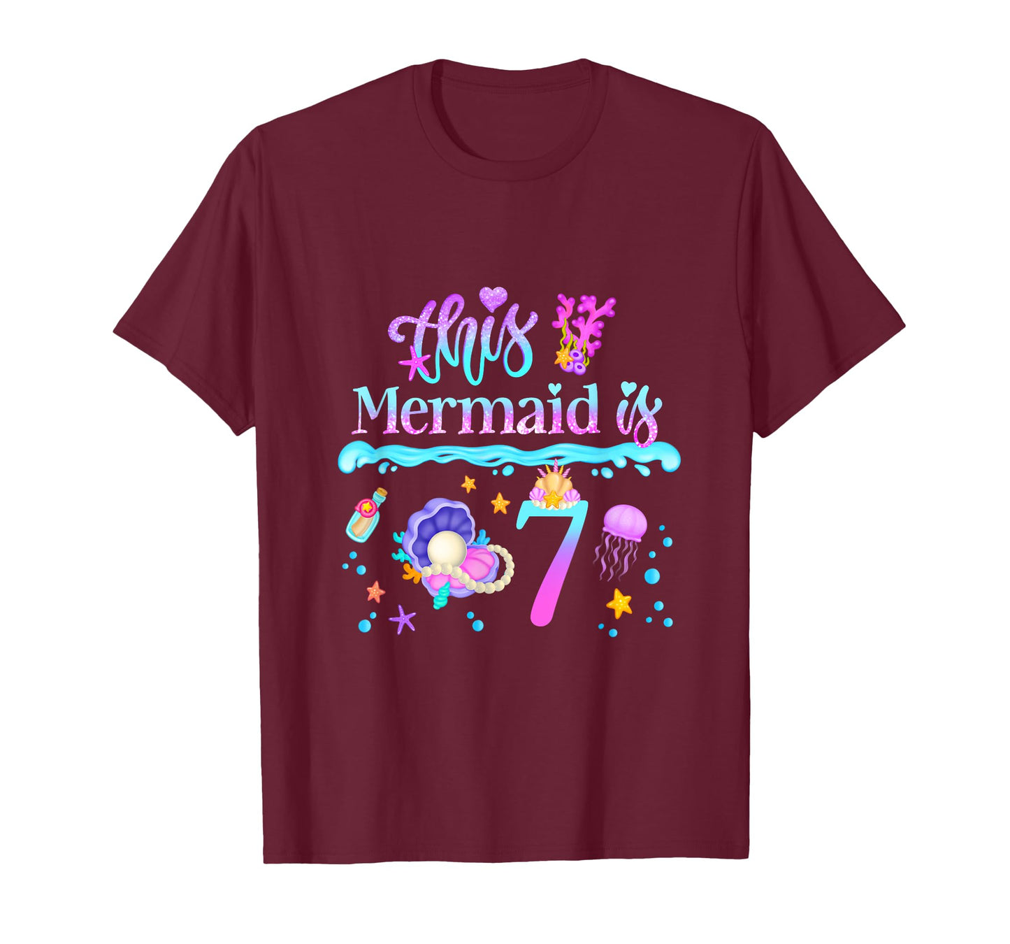 This Mermaid is 7 Years Old 7th Girls Birthday Party Kids T-Shirt
