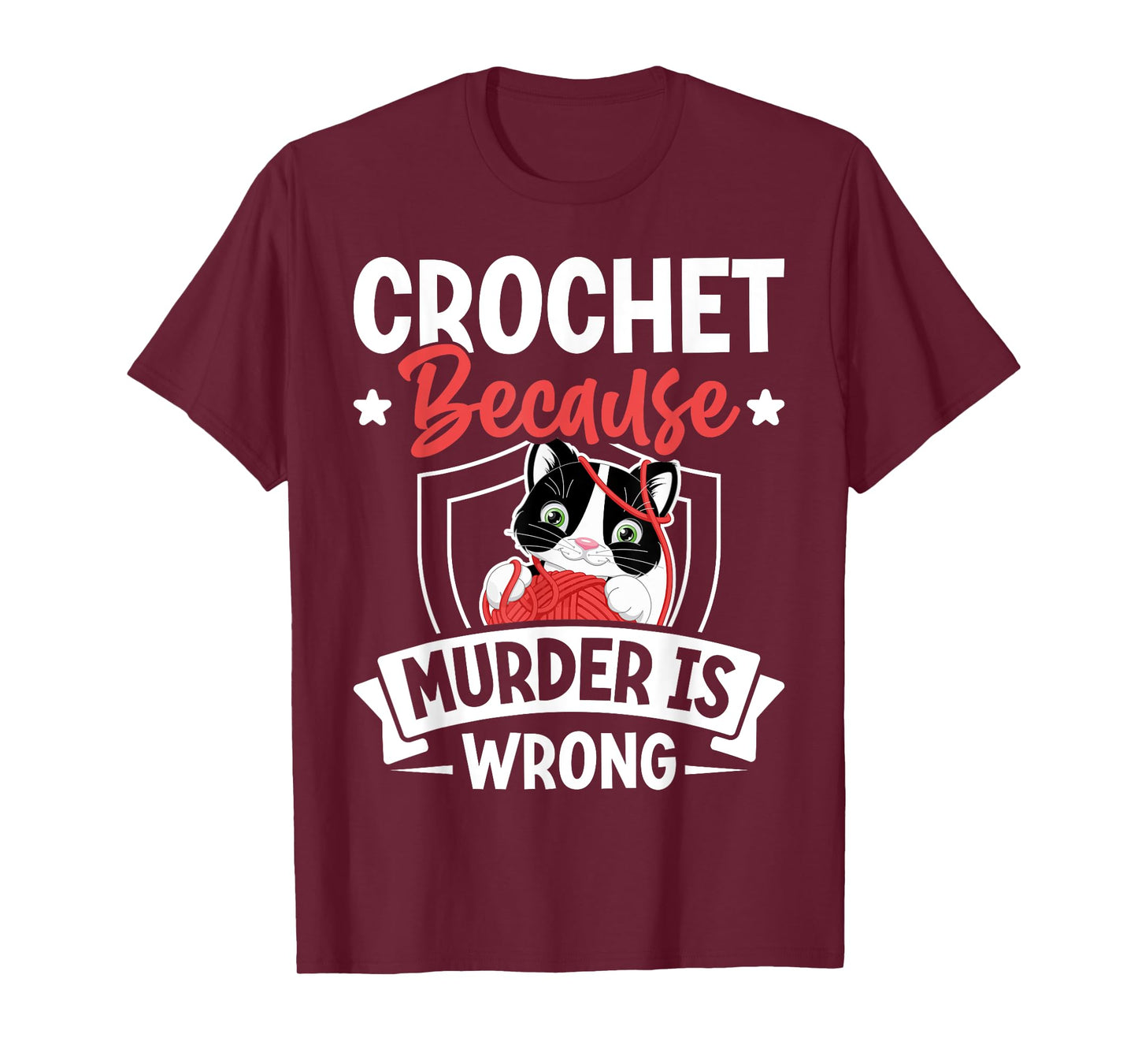 Crochet Because Murder Is Wrong Unicorn Crocheting T-Shirt