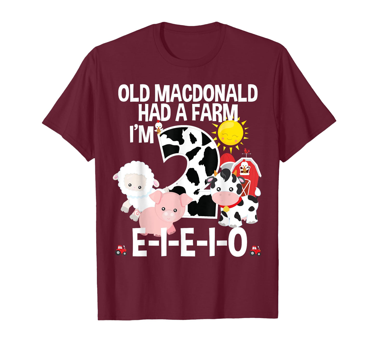 Toddler Kids Old MacDonald 2nd Birthday Party Nursery Song T-Shirt