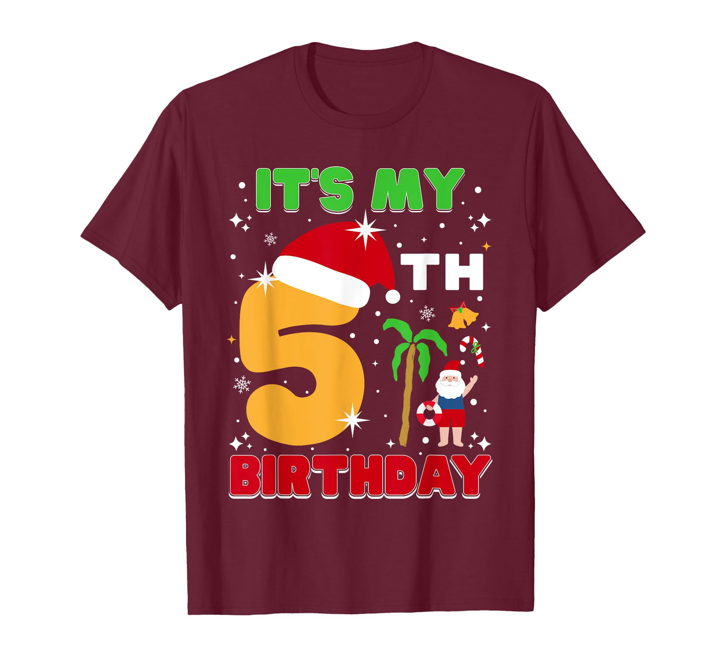 It's My 5th Birthday Summer Xmas 5 Years Old Kids Girls Boys T-Shirt