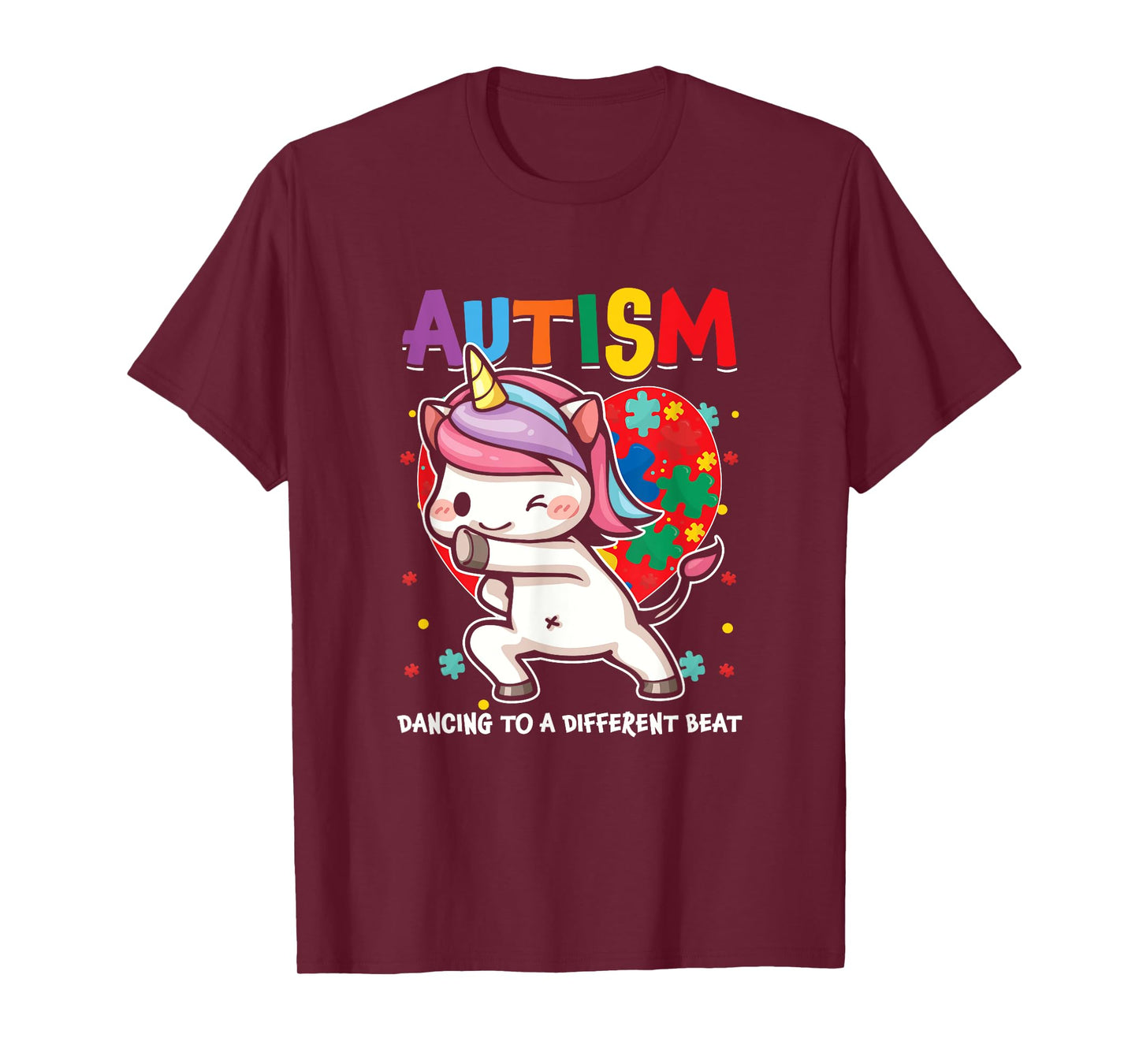 Autistic Unicorn Autism Awareness Heart Ribbon Puzzle Health T-Shirt