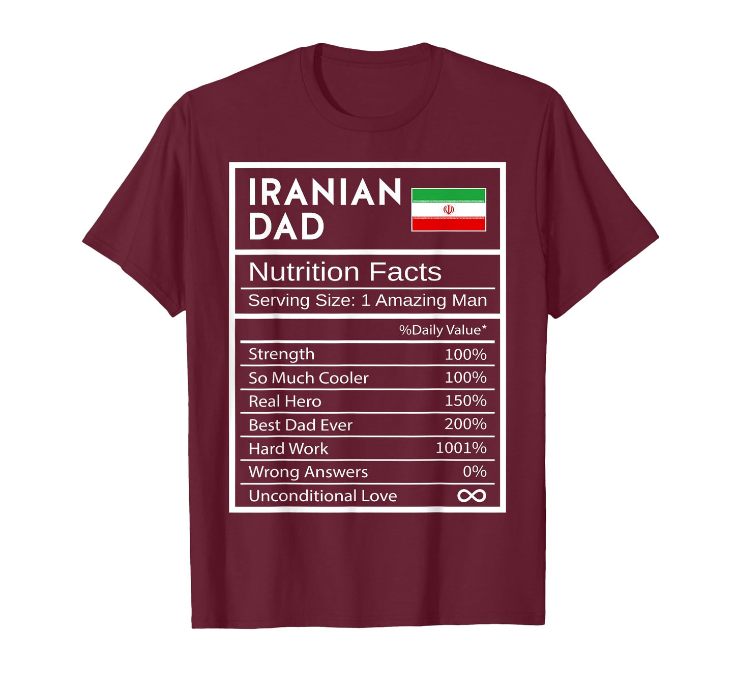 Iranian Dad Nutrition Facts National Pride Gift For Dad T-Shirt