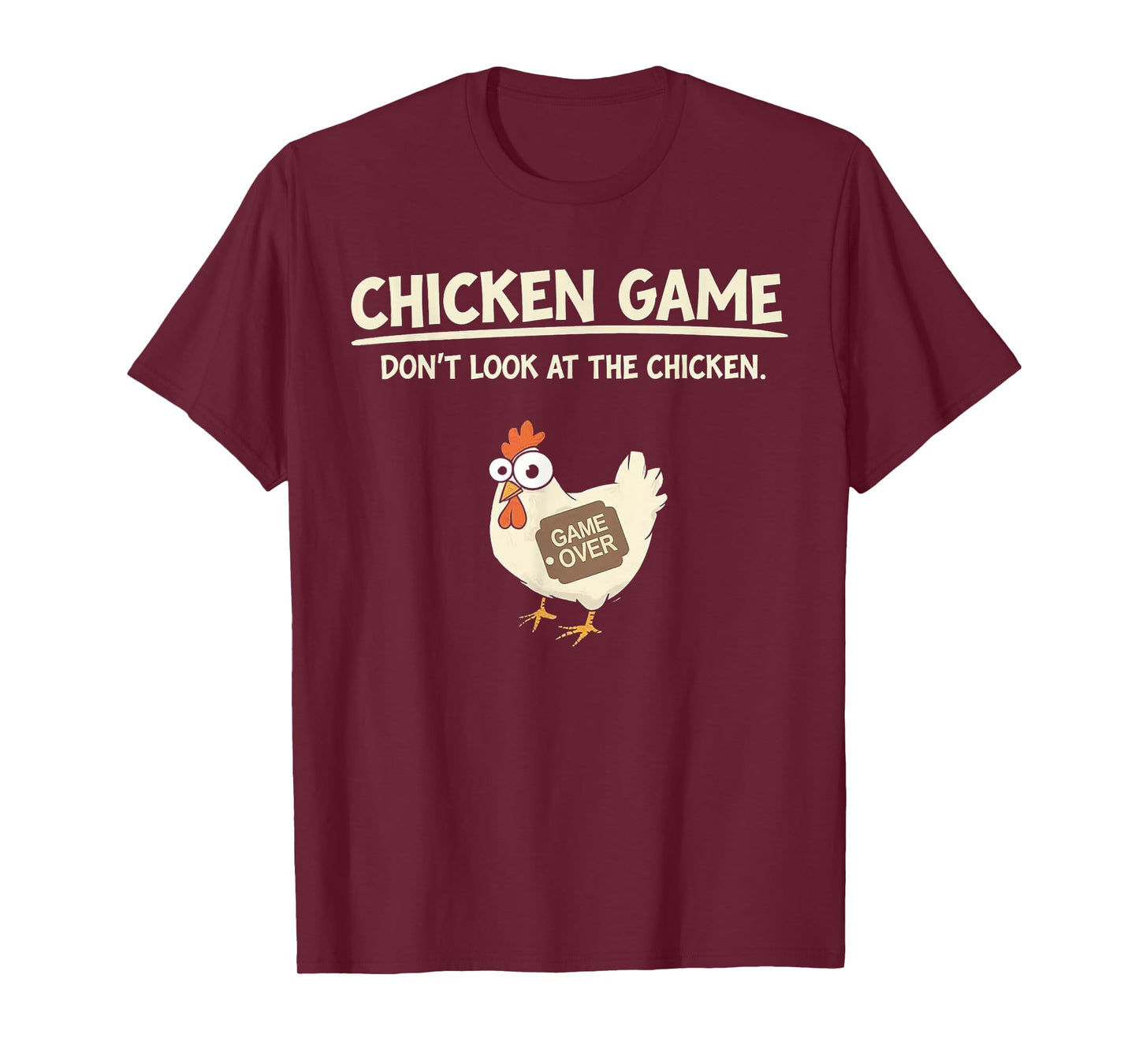 Funny Chicken Game Design LTD Unisex T-Shirt Chicken Game: Don't Look at the Chicken Black Small
