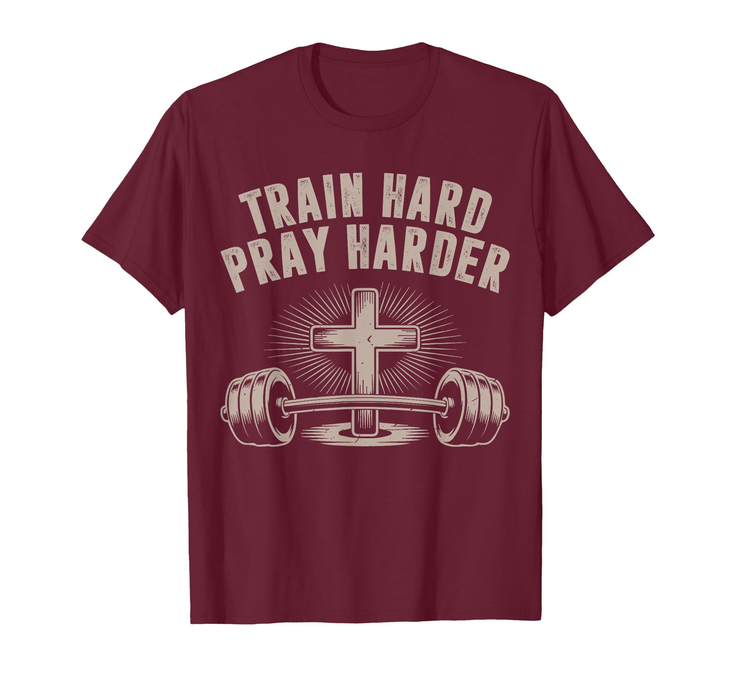 Men Train Hard Pray Harder Funny Christian Jesus Gym Workout T-Shirt
