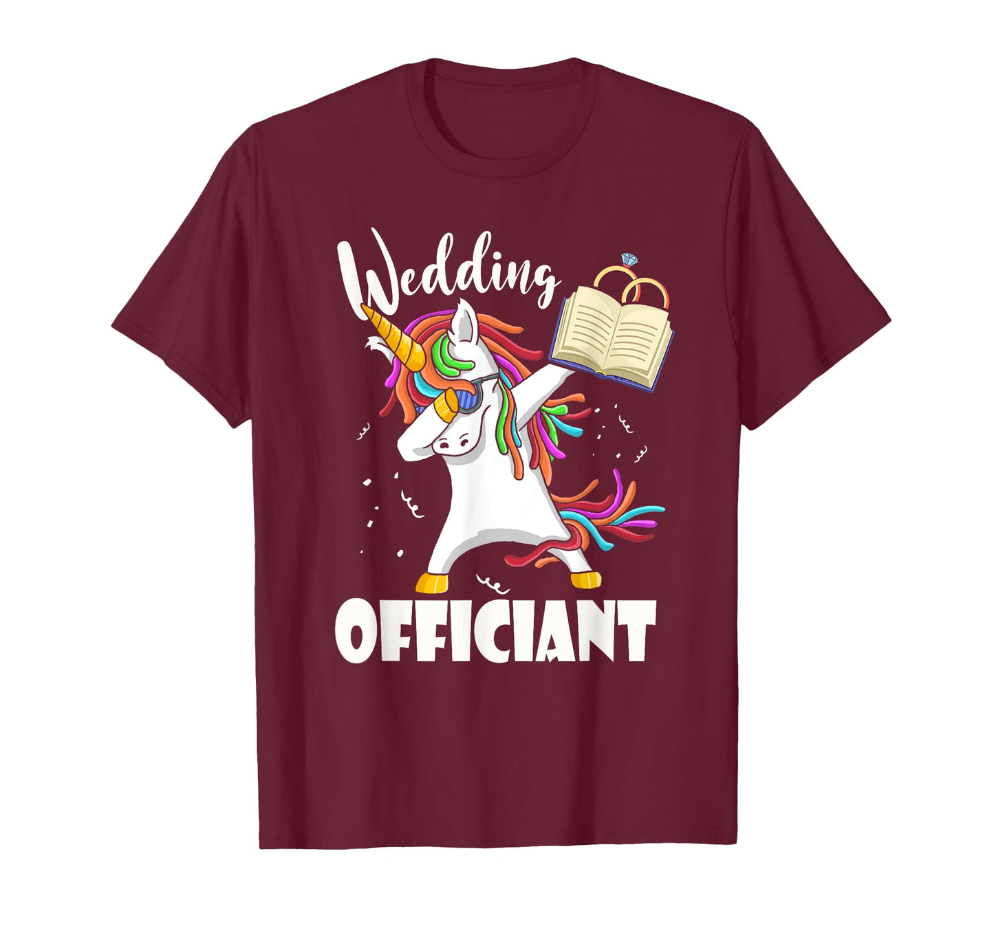 Funny Wedding Officiant Cute Dabbing Unicorn Pastor Wedding T-Shirt