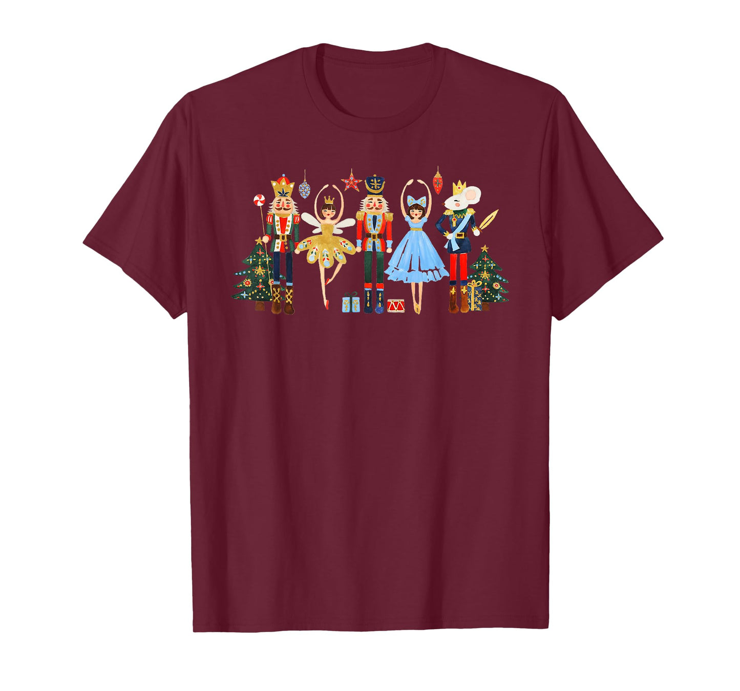 Retro Nutcracker Ballet Christmas Tree Shirts For Women Girl T-Shirt