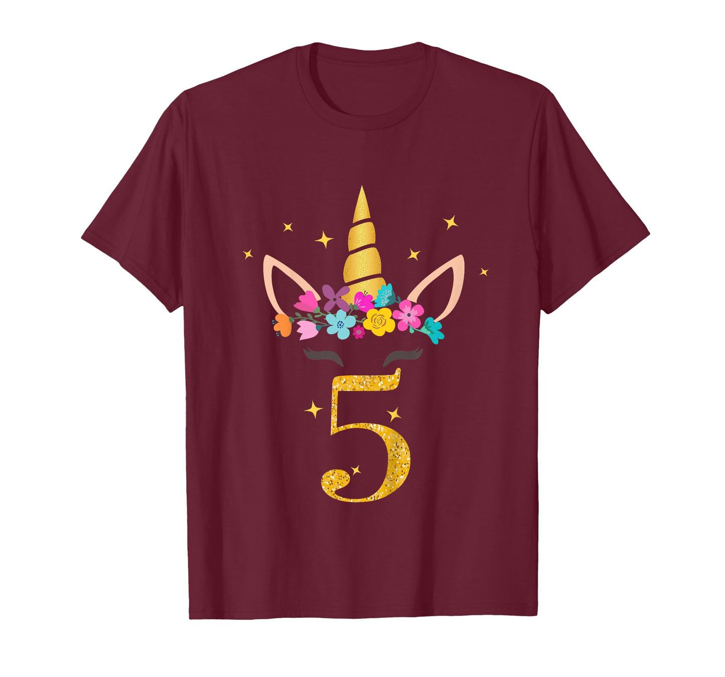 Kids 5th Birthday Unicorn Design for Girls 5-Year-Old T-Shirt