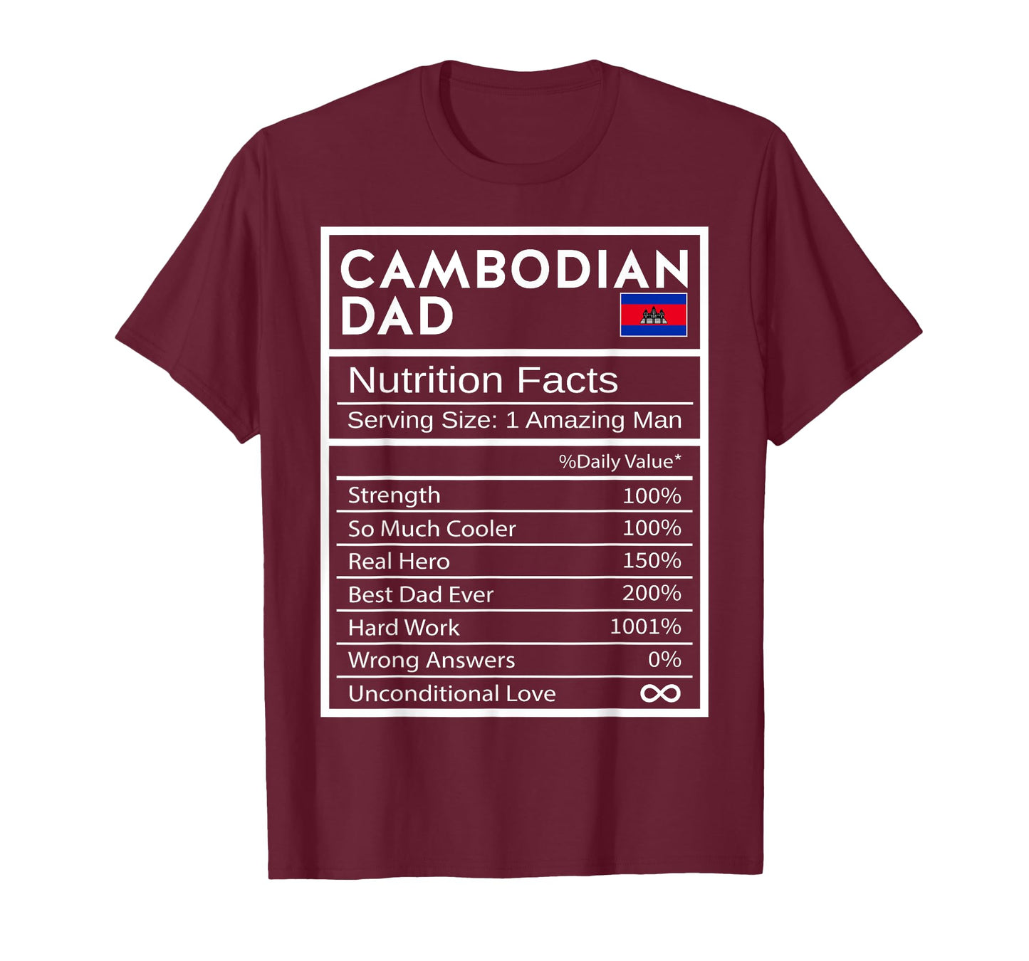 Cambodian Dad Nutrition Facts National Pride Gift For Dad T-Shirt