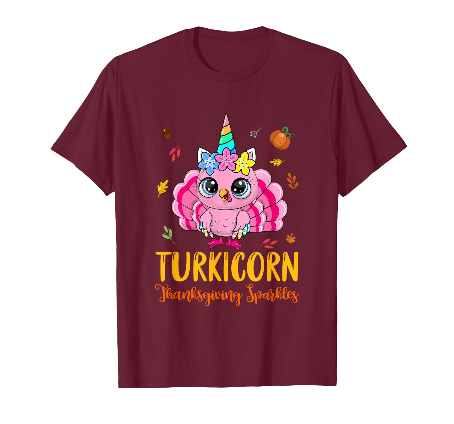 Cute Unicorn Turkey Funny Thanksgiving Turkicorn Girl Kids T-Shirt