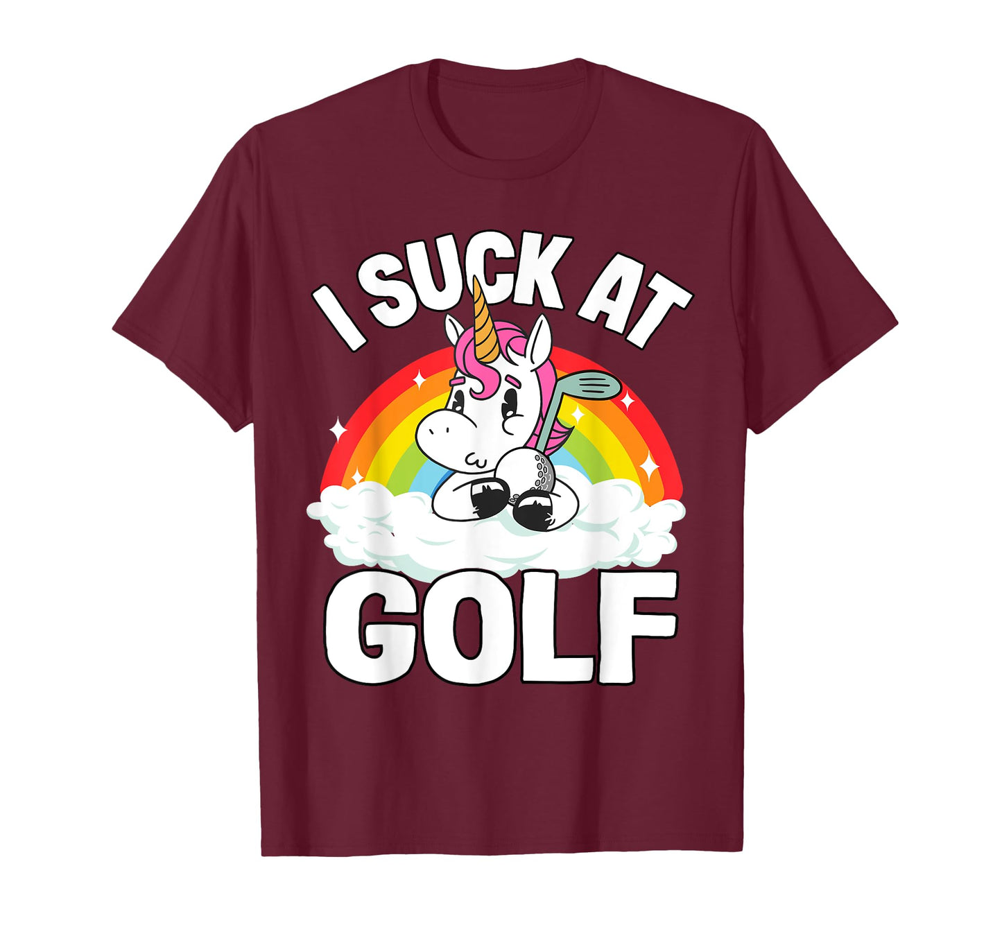 I Suck At Golf Funny Golf Loser Unicorn Sarcastic Golfing T-Shirt