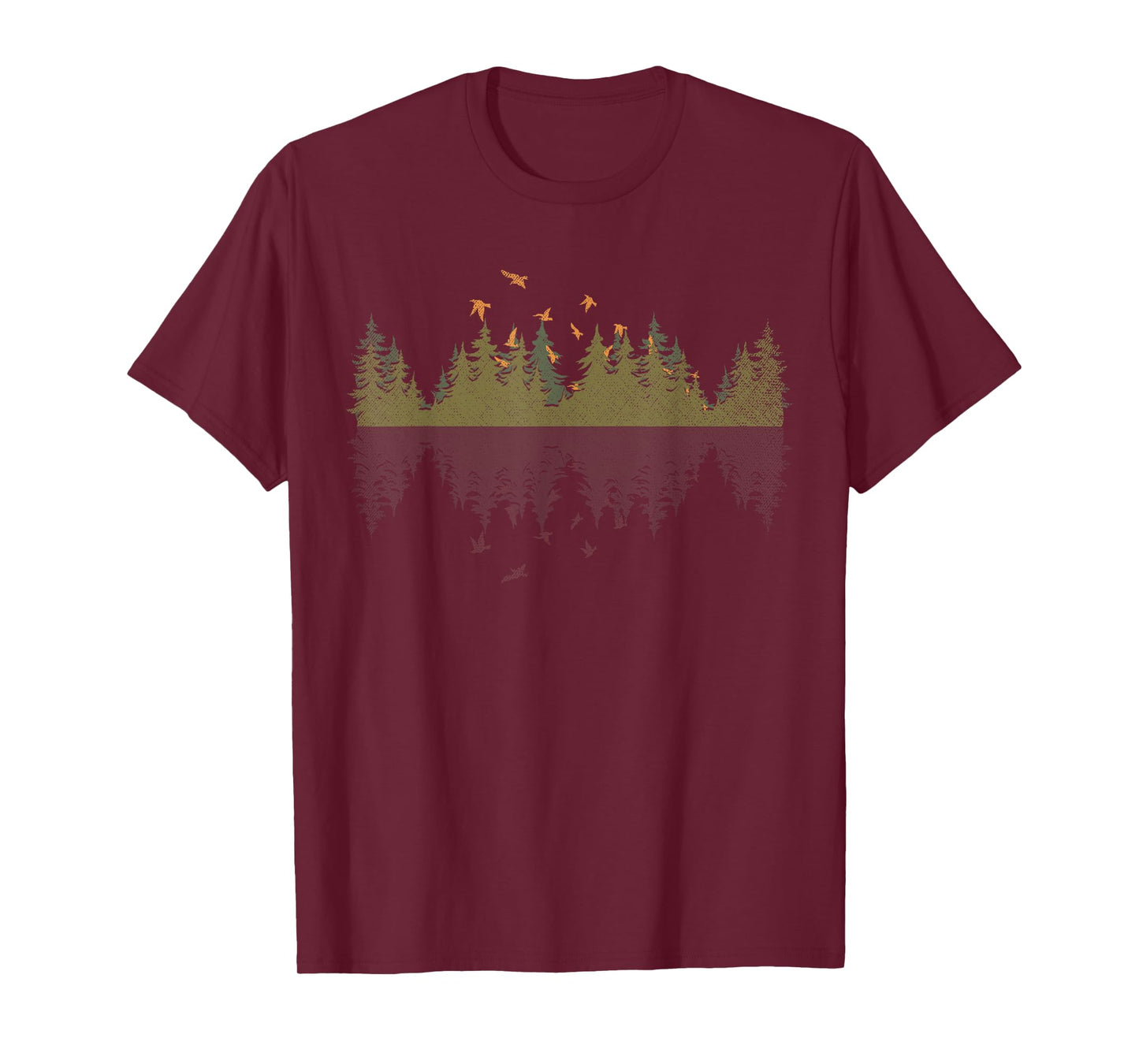 Bird Outdoors Forest Nature Trees Wildlife Reflection Forest T-Shirt