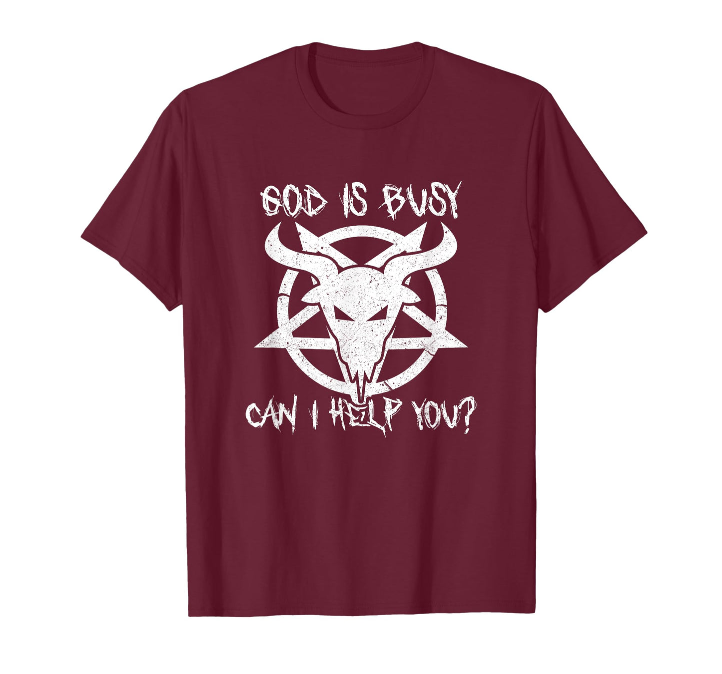 God Is Busy Can I Help You Funny Satan Goat Satanic T-Shirt