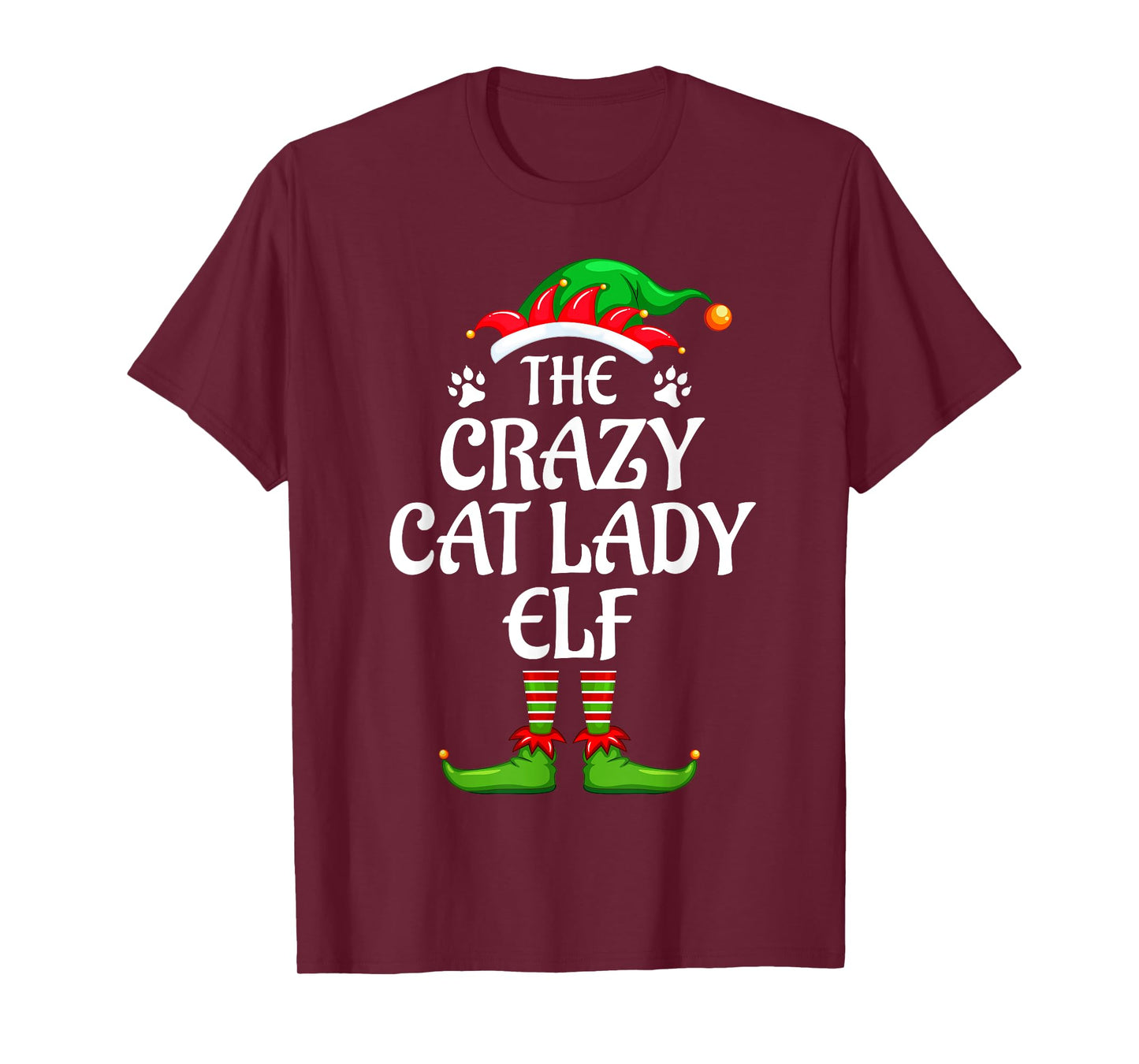 Crazy Cat Lady Elf Matching Family Group Christmas Party T-Shirt