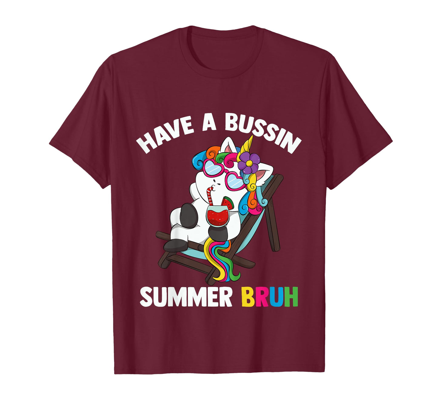 Kids Have A Bussin Summer Bruh Unicorn For Kid Last Day Of School T-Shirt
