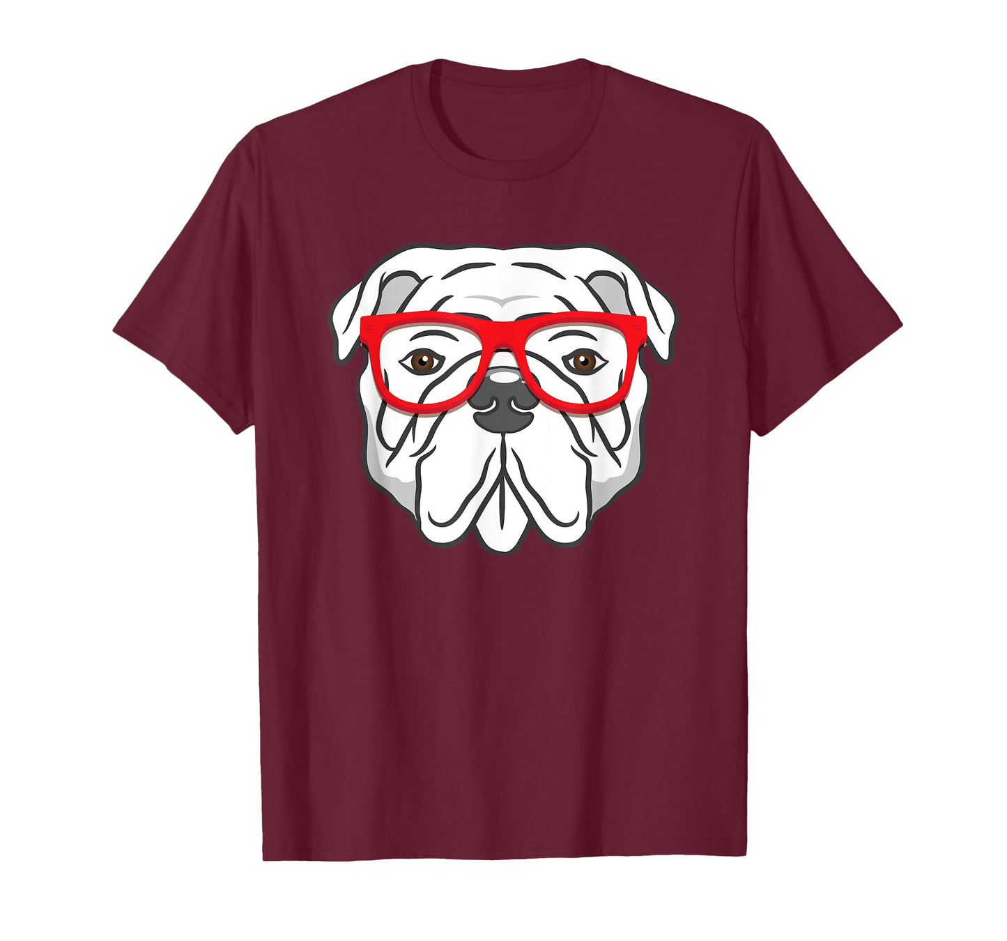 English Bulldog Red Glasses T-Shirt for Men Women