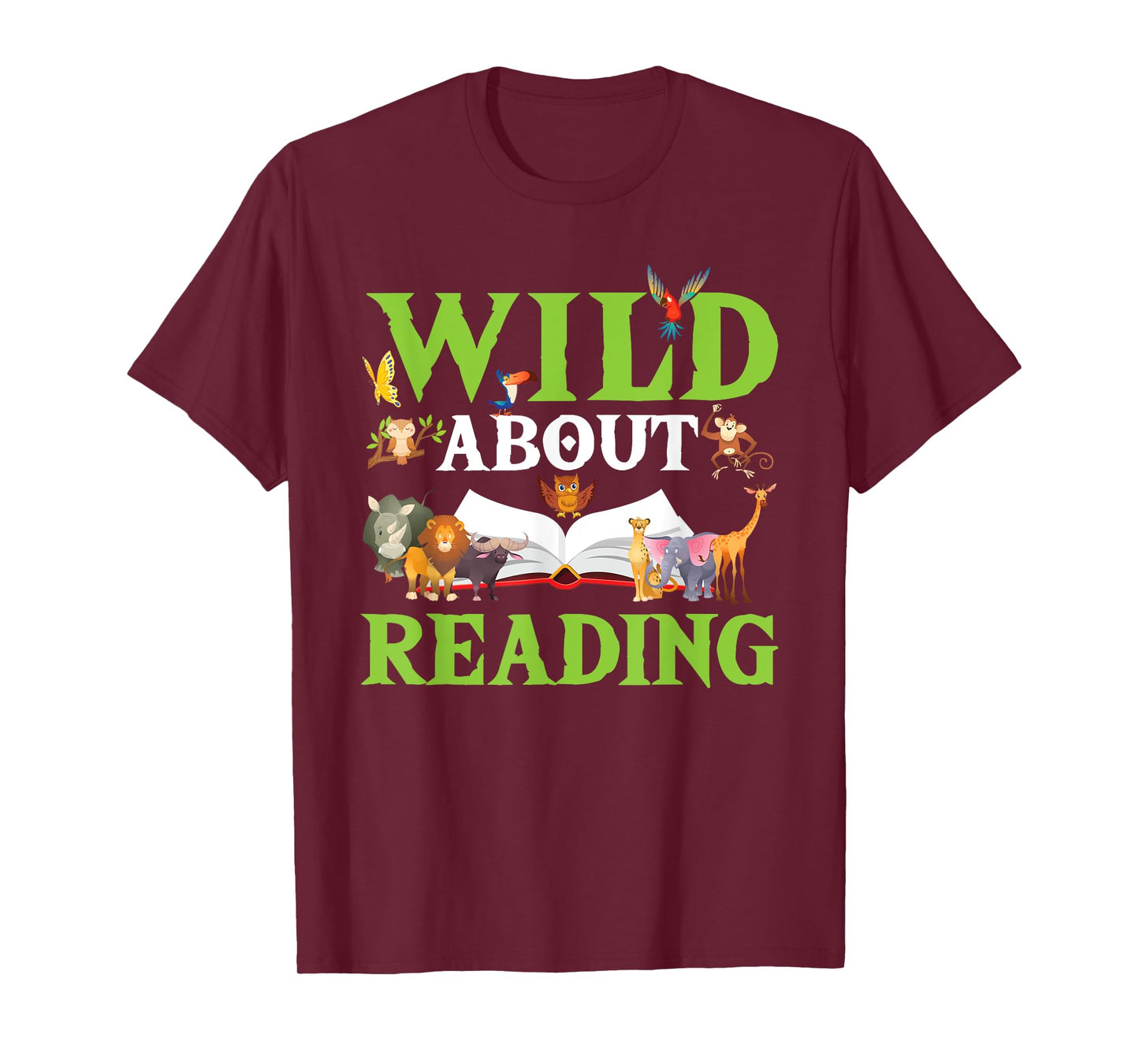 Wild About Reading Animals Books Reader Lover Gift T-Shirt