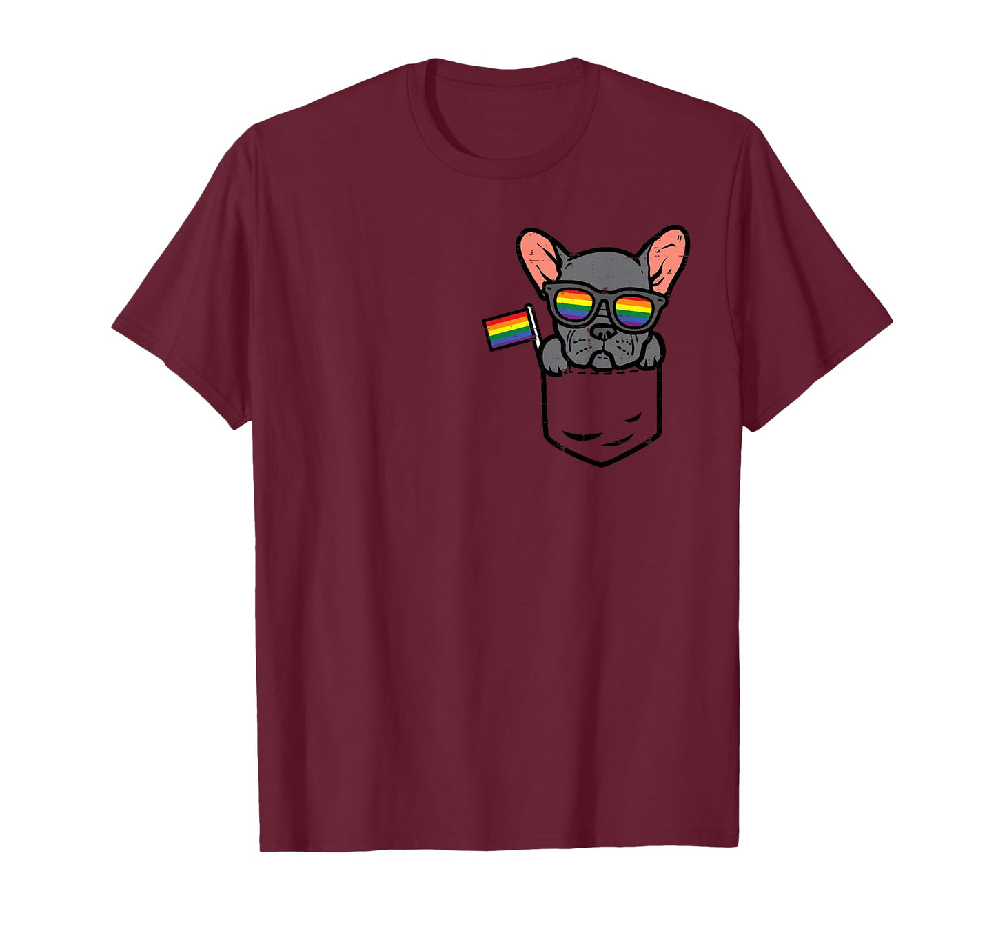 French Bulldog Frenchie Dog Pocket LGBTQ Rainbow Gay Pride T-Shirt