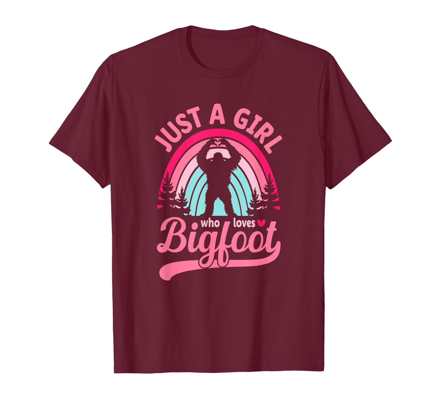 Retro Rainbow Just A Girl Who Loves Bigfoot T-Shirt