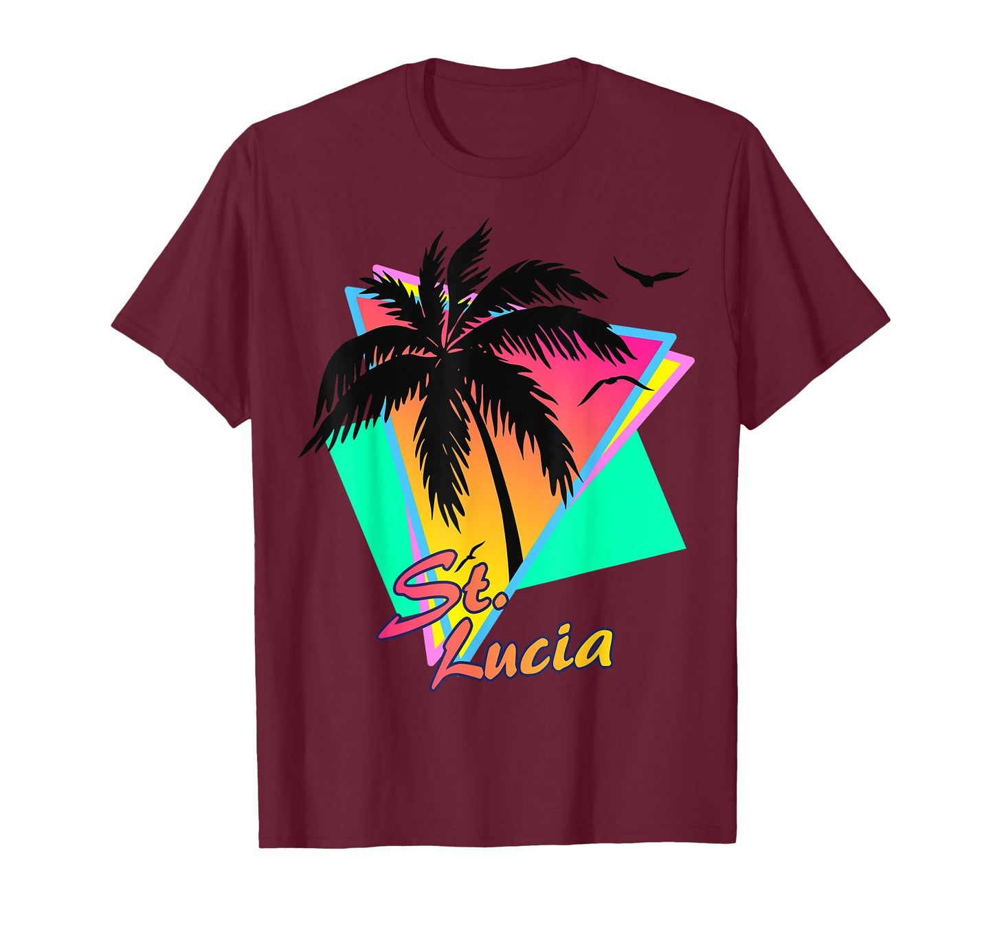 St. Lucia 80s Tropical Summer Beach Palm Tree Sunset T-Shirt