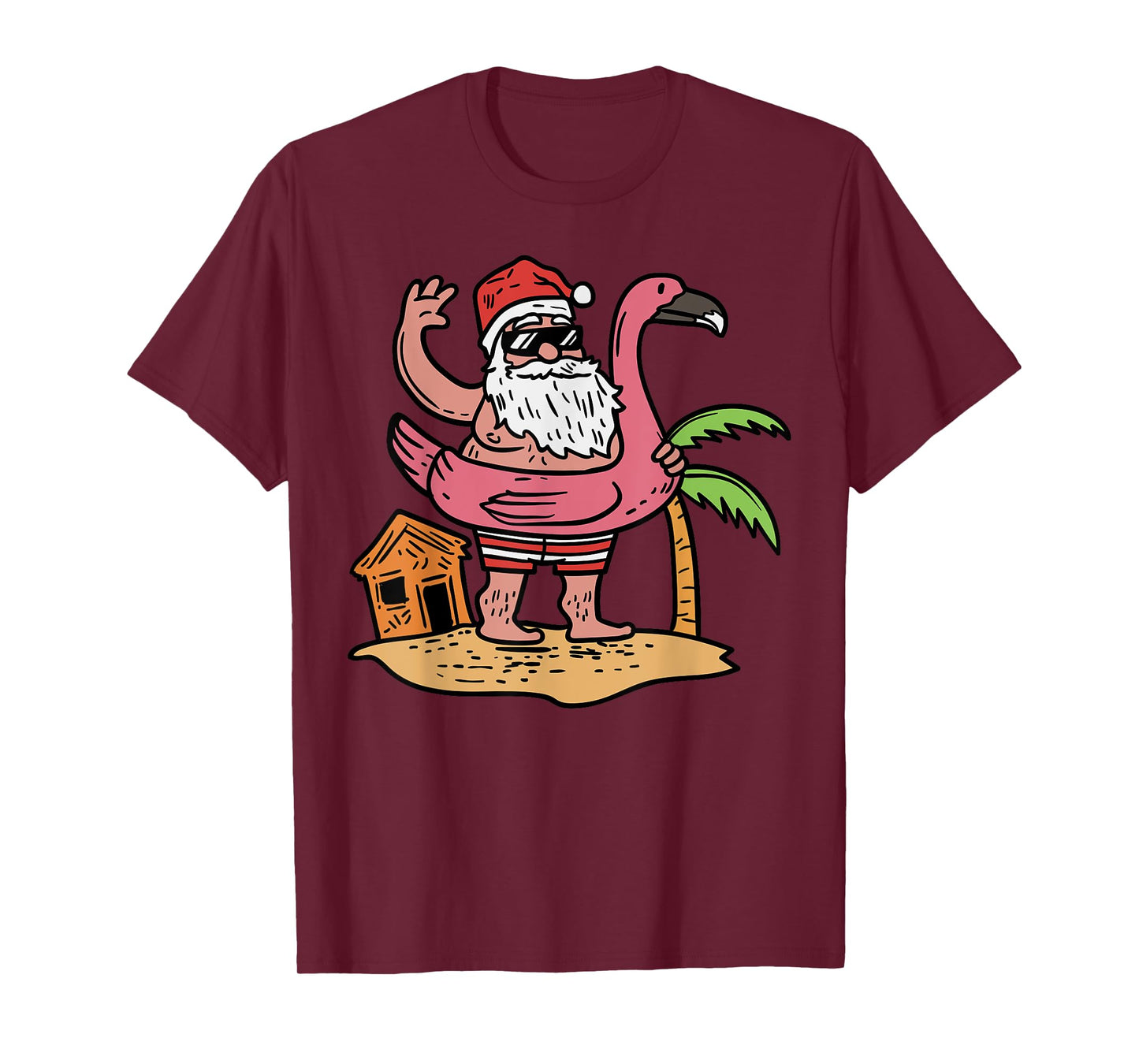 Summer Santa Flamingo Floater Funny Christmas In July Gift T-Shirt