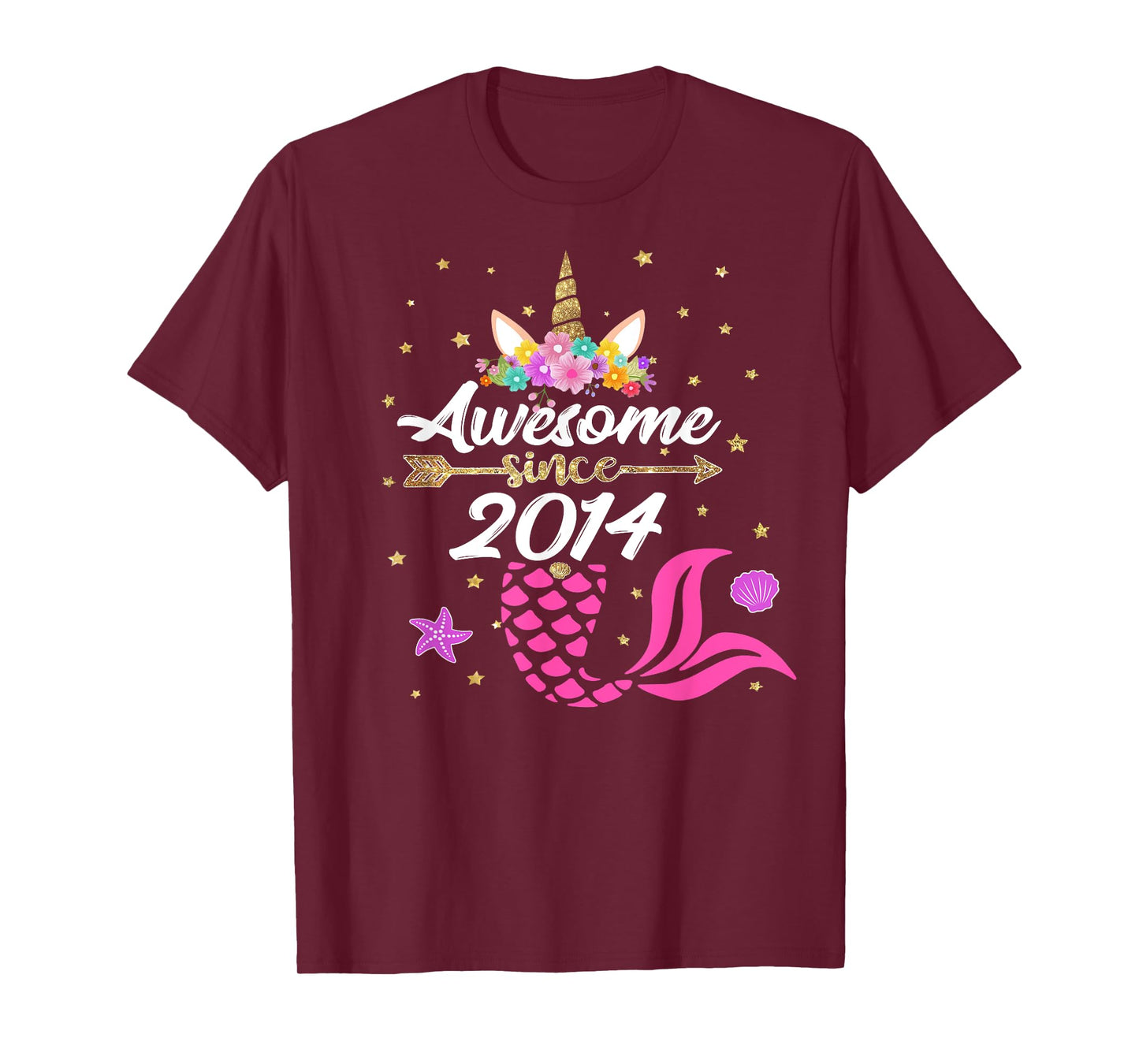 Unicorn Shirt Mermaid Birthday - Awesome Since 2014 Tee Gift T-Shirt