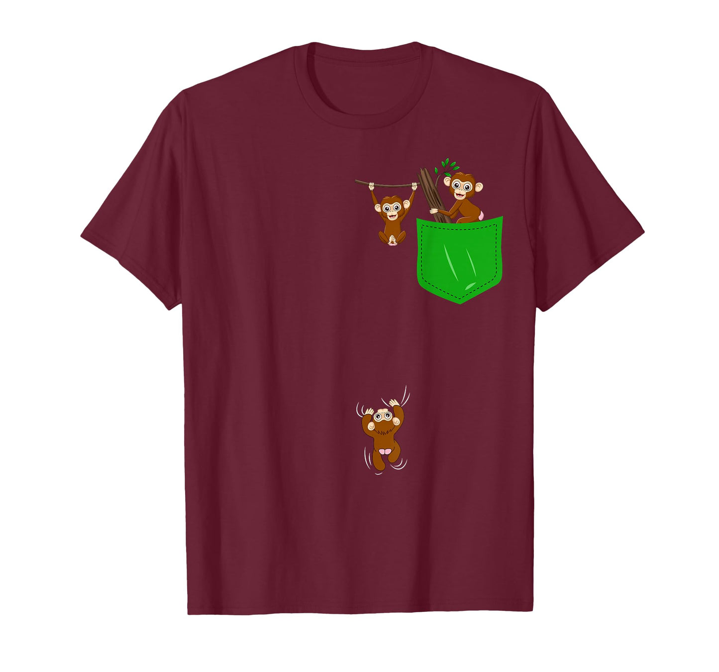Monkey Lover Shirt Cute Monkey Pocket Shirt for Kids Monkey T-Shirt
