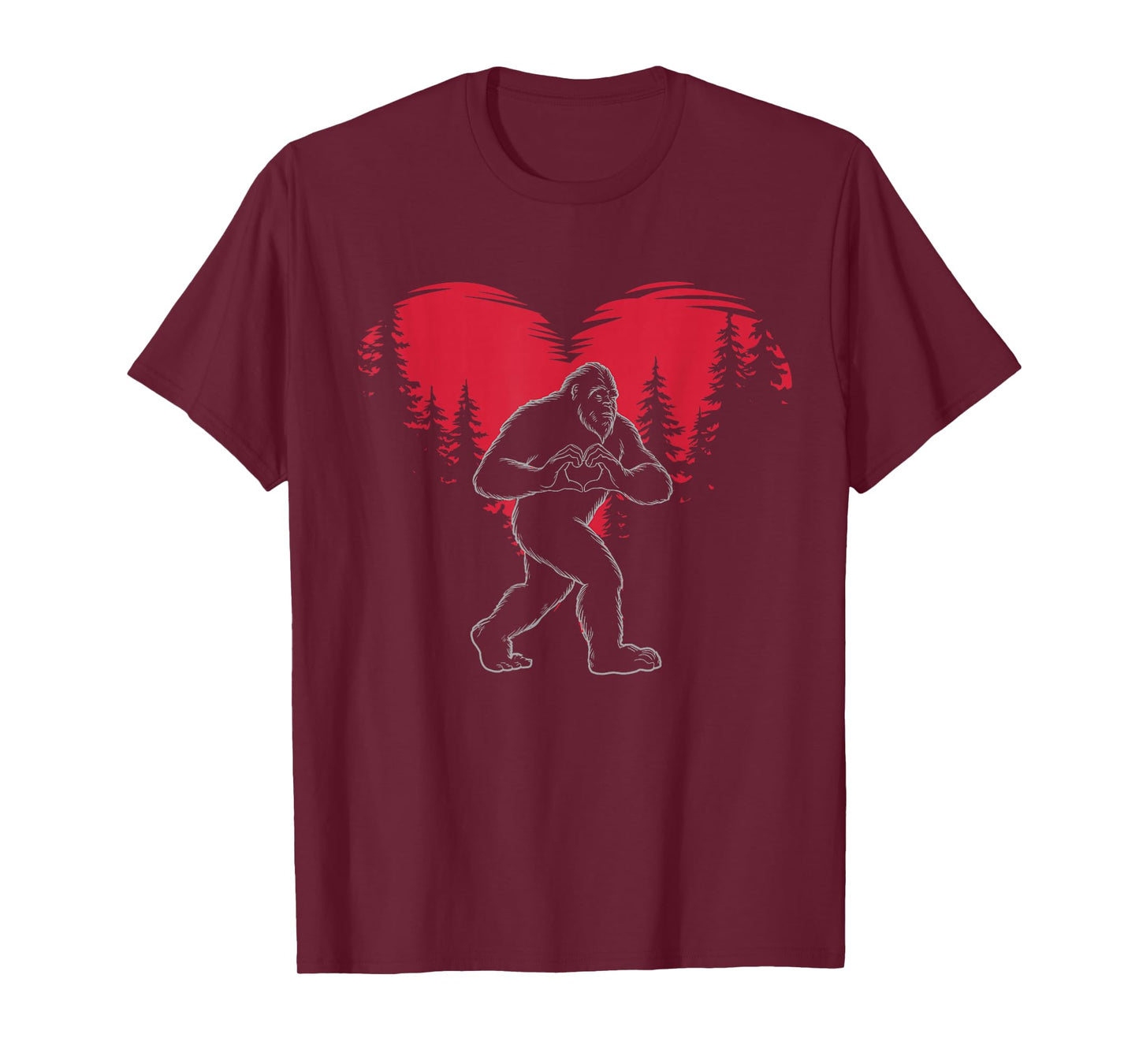 Funny Bigfoot in Love Heart Happy Valentine's Day T-Shirt