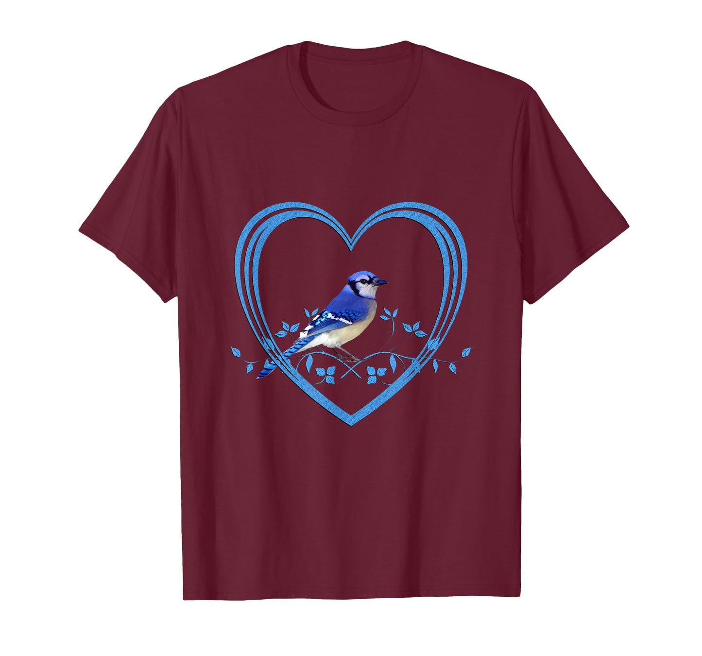 Blue Jay Bird in Heart T-Shirt