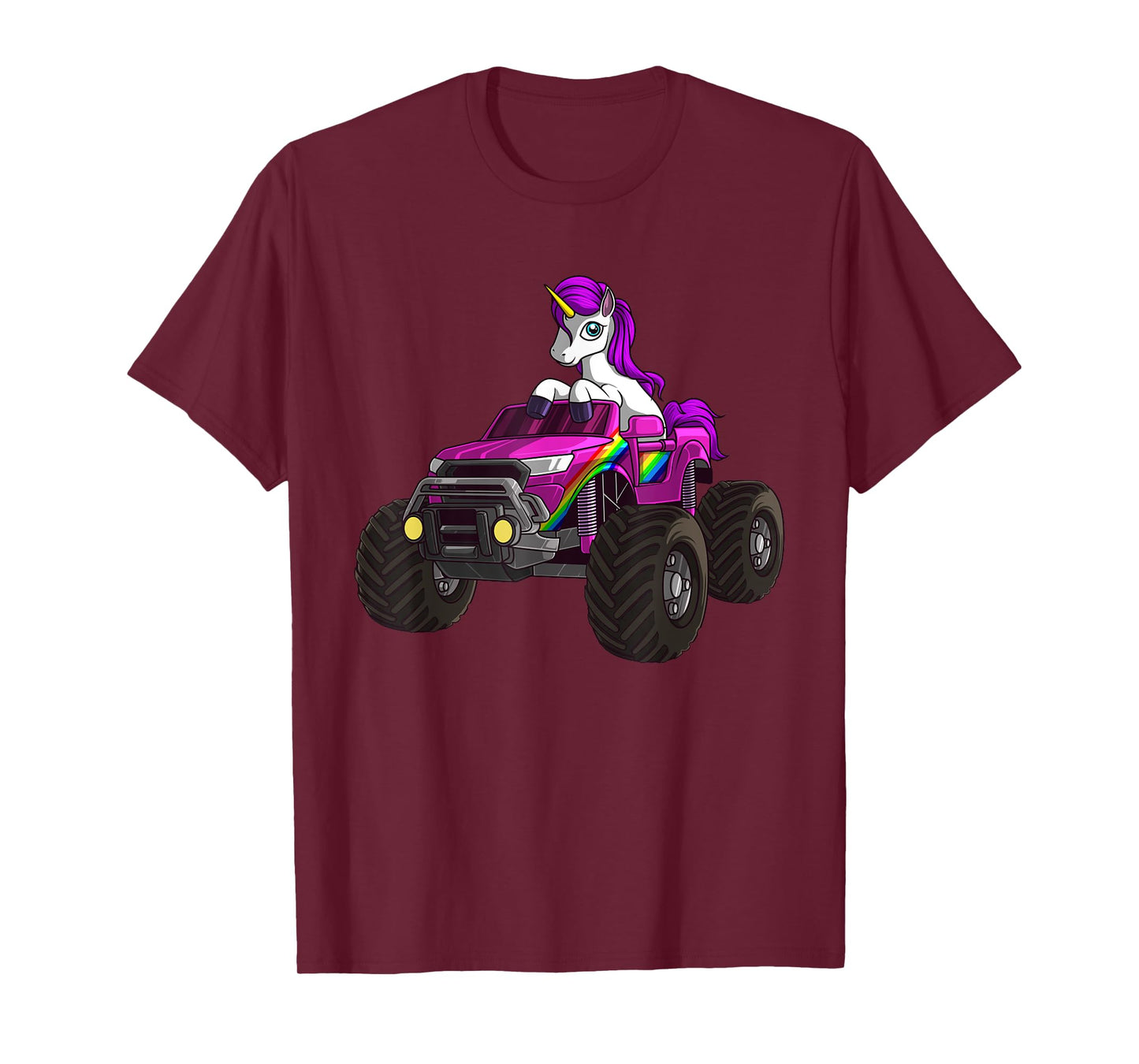 Funny Unicorn Monster Truck Gift For Girls Cool Pink Party T-Shirt