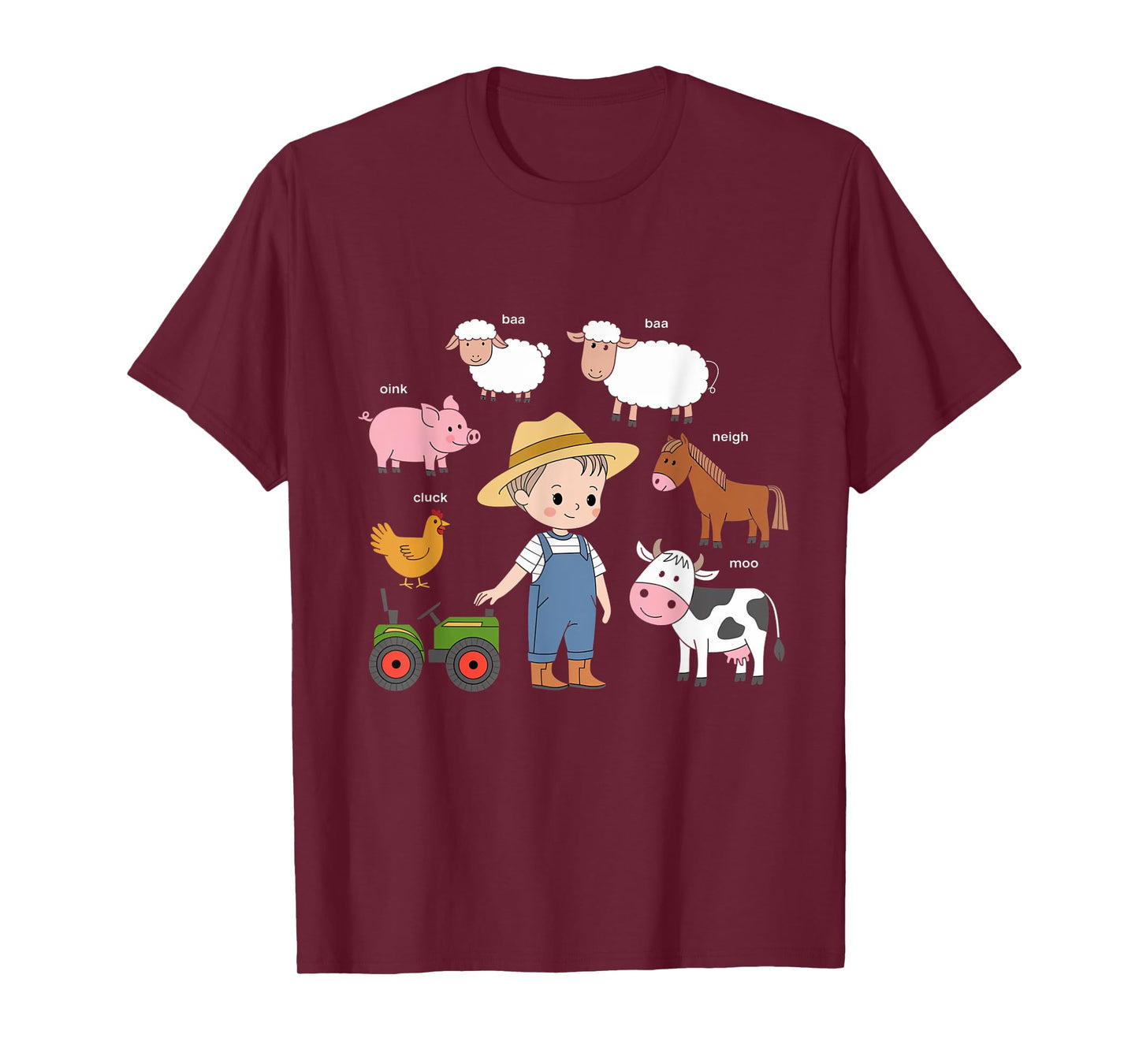 Farm Animals Sounds Oink Baa Neigh Cluck Moo Toddler Farmer T-Shirt
