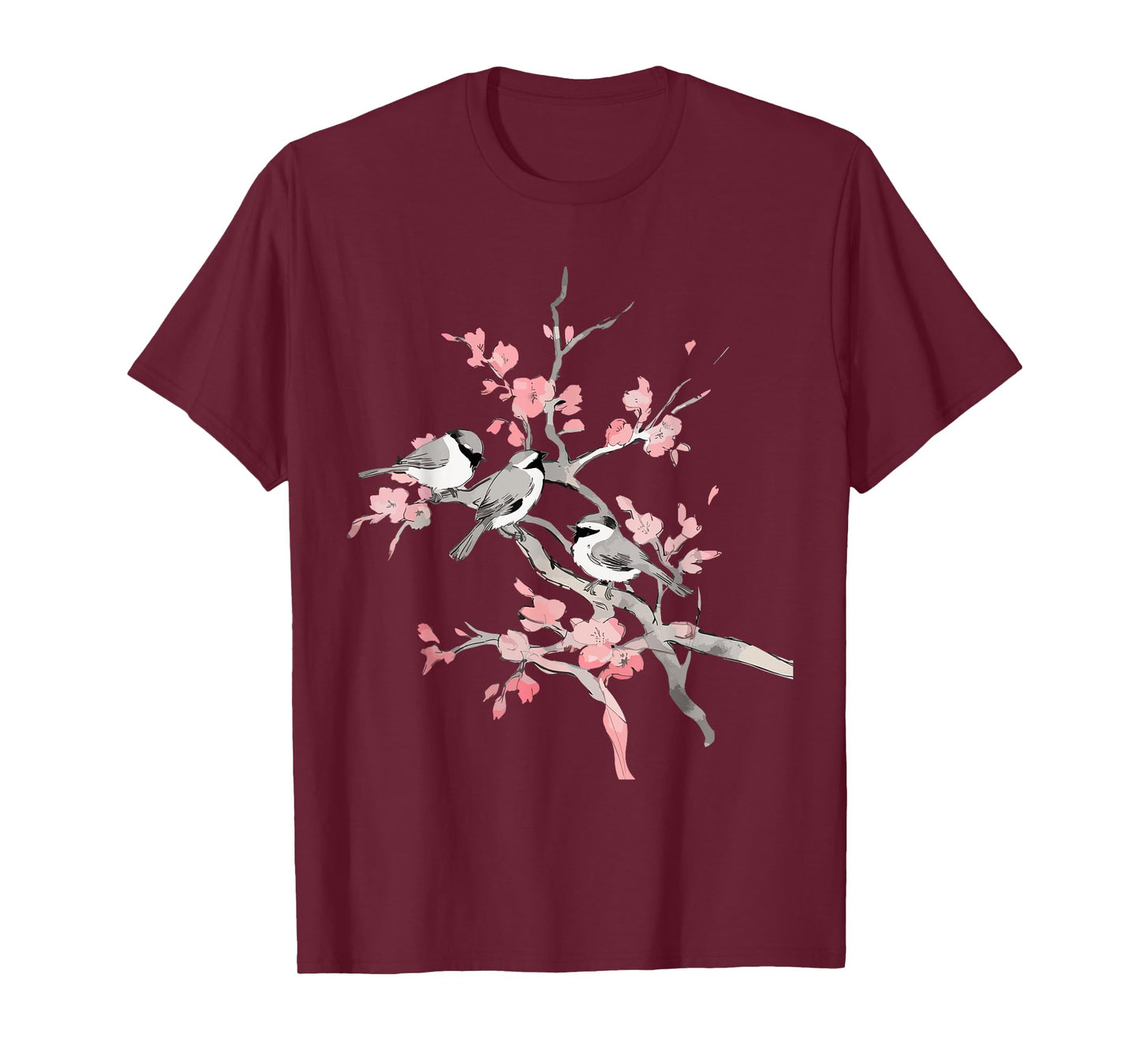 Cherry Blossoms & Birds Birdwatching Bird Lover Cute T-Shirt
