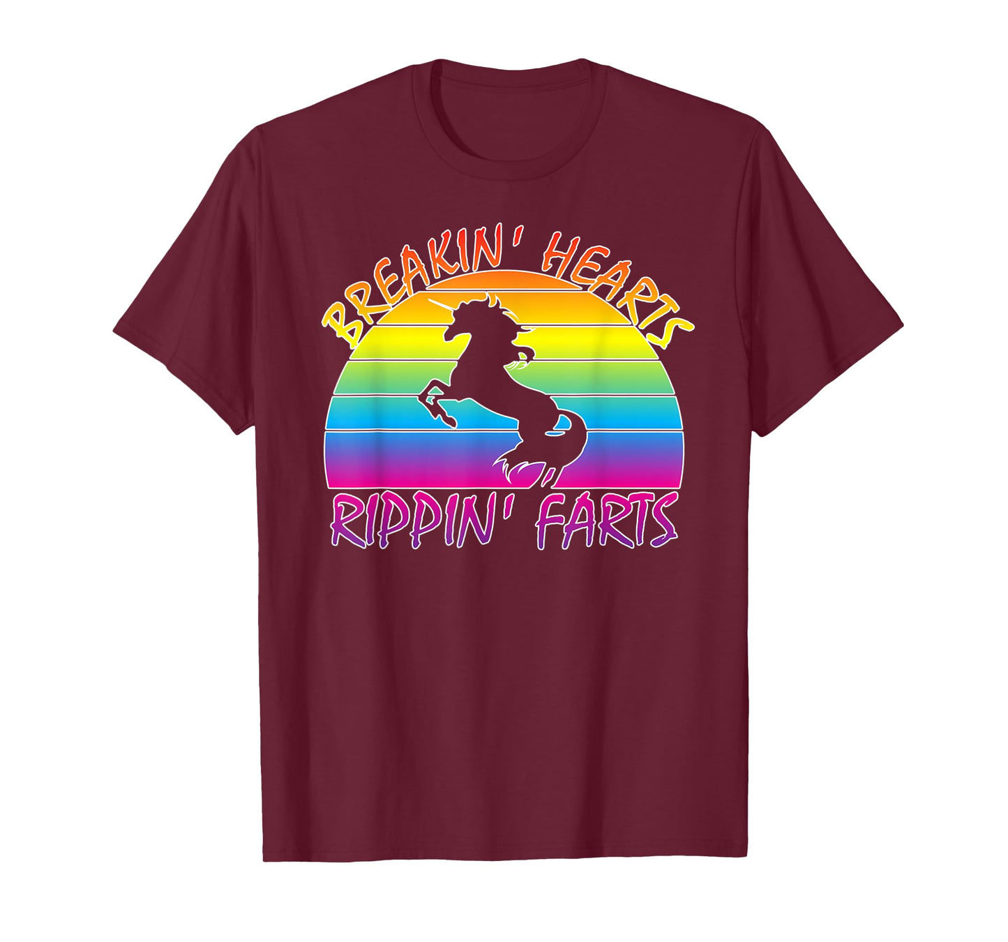 Funny Rainbow Unicorn Breaking Hearts Ripping Farts T-Shirt