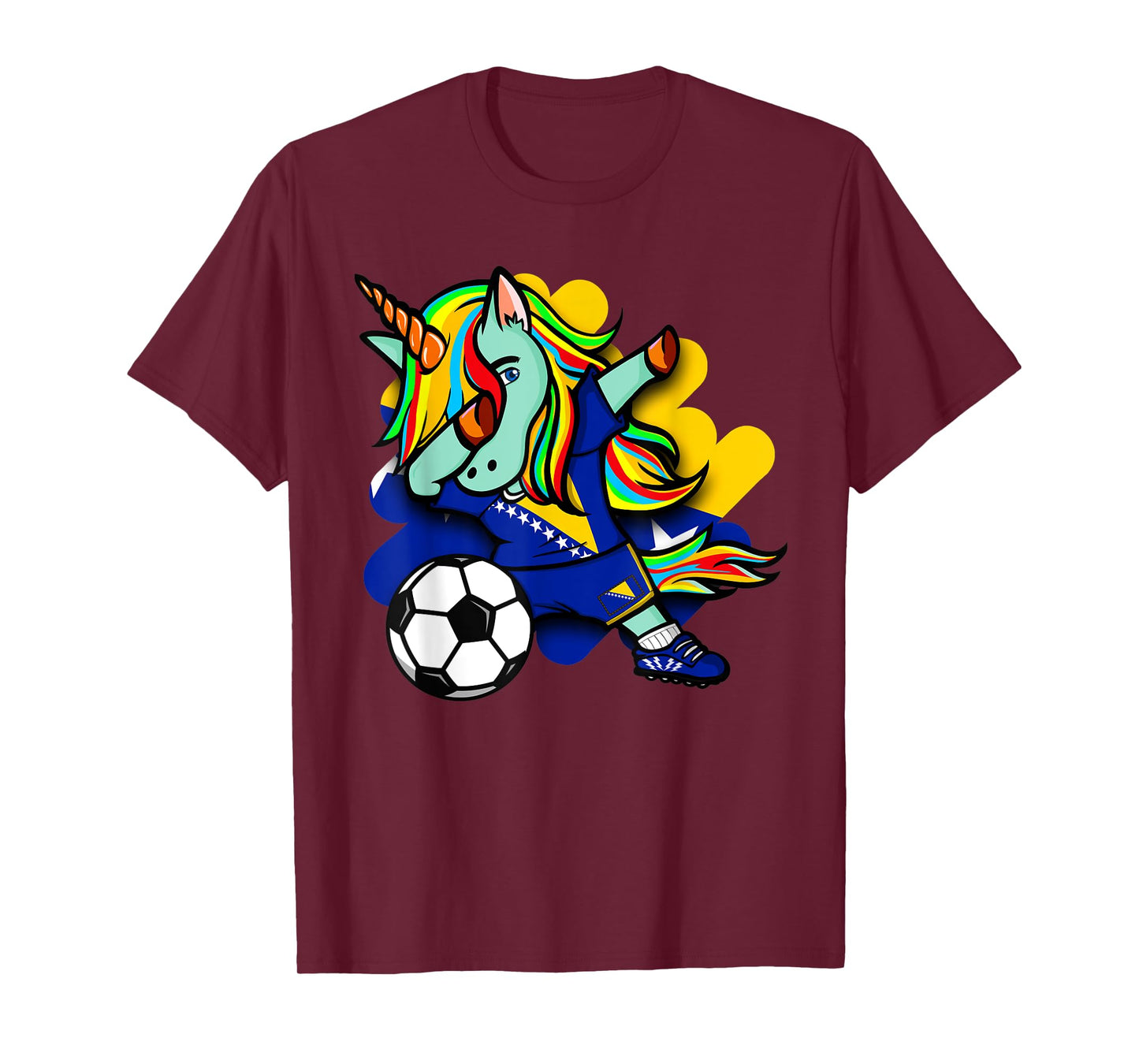Cute Dabbing Unicorn Bosnia Herzegovina Soccer Lovers Jersey T-Shirt