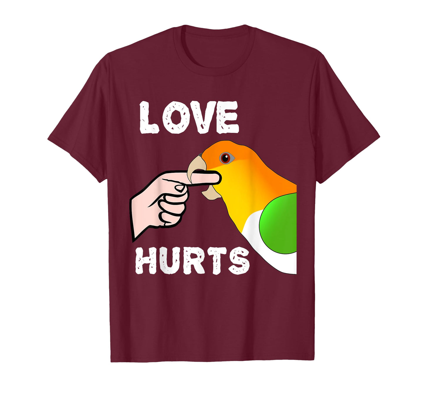 White Bellied Caique Parrot Love Hurts T-Shirt