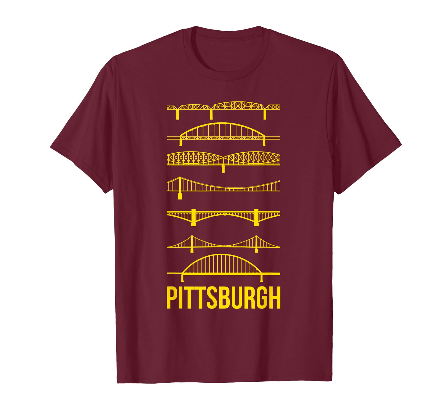 Pittsburgh Bridges Black and Yellow Silhouettes T-Shirt