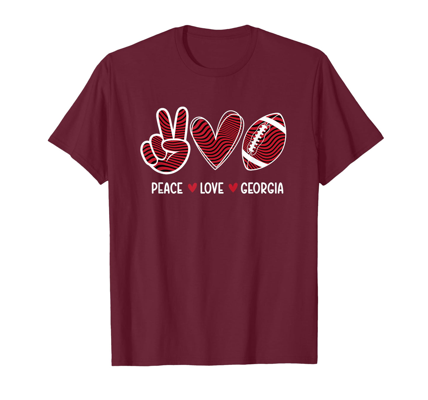 Peace Love Georgia - Georgia Football Lover Game Day T-Shirt