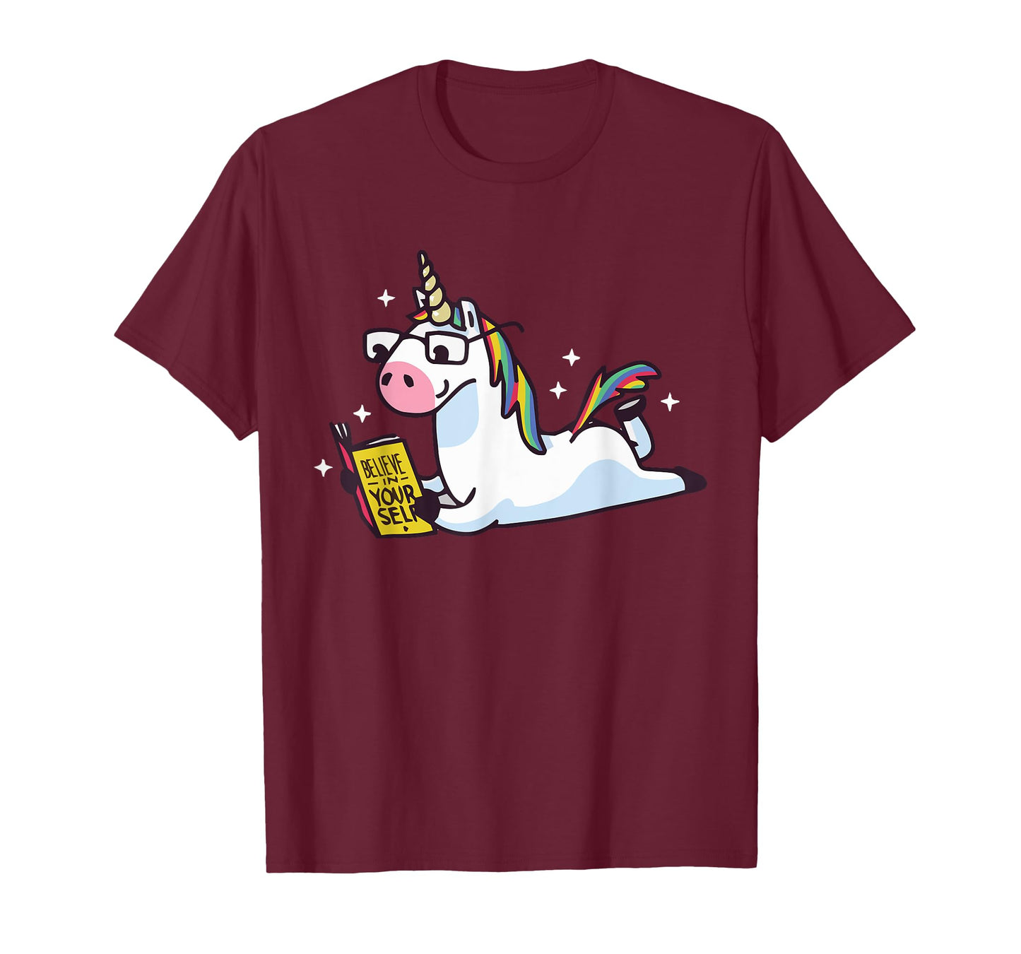 Unicorn Reading Believe in Yourself Motivational T-Shirt T-Shirt
