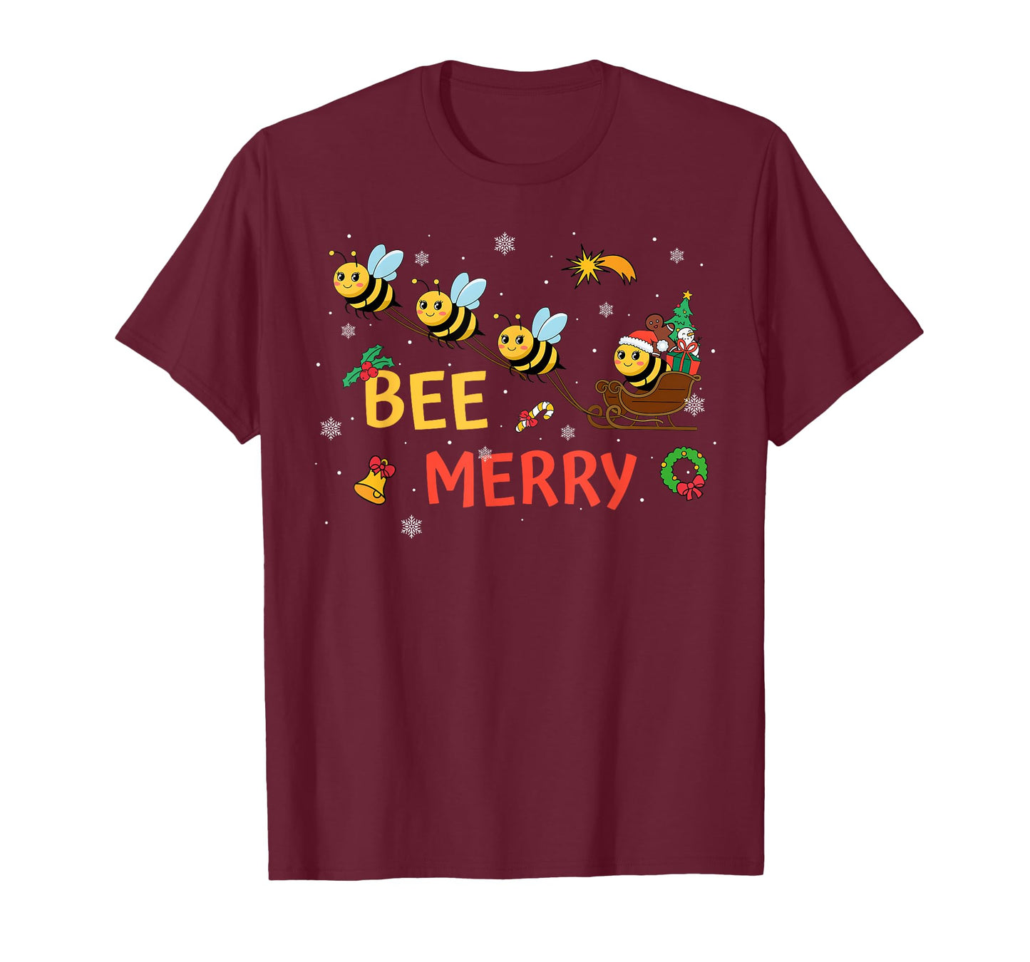 Bee Merry Christmas Beekeeper Xmas Holiday Santa Sleigh Ride T-Shirt