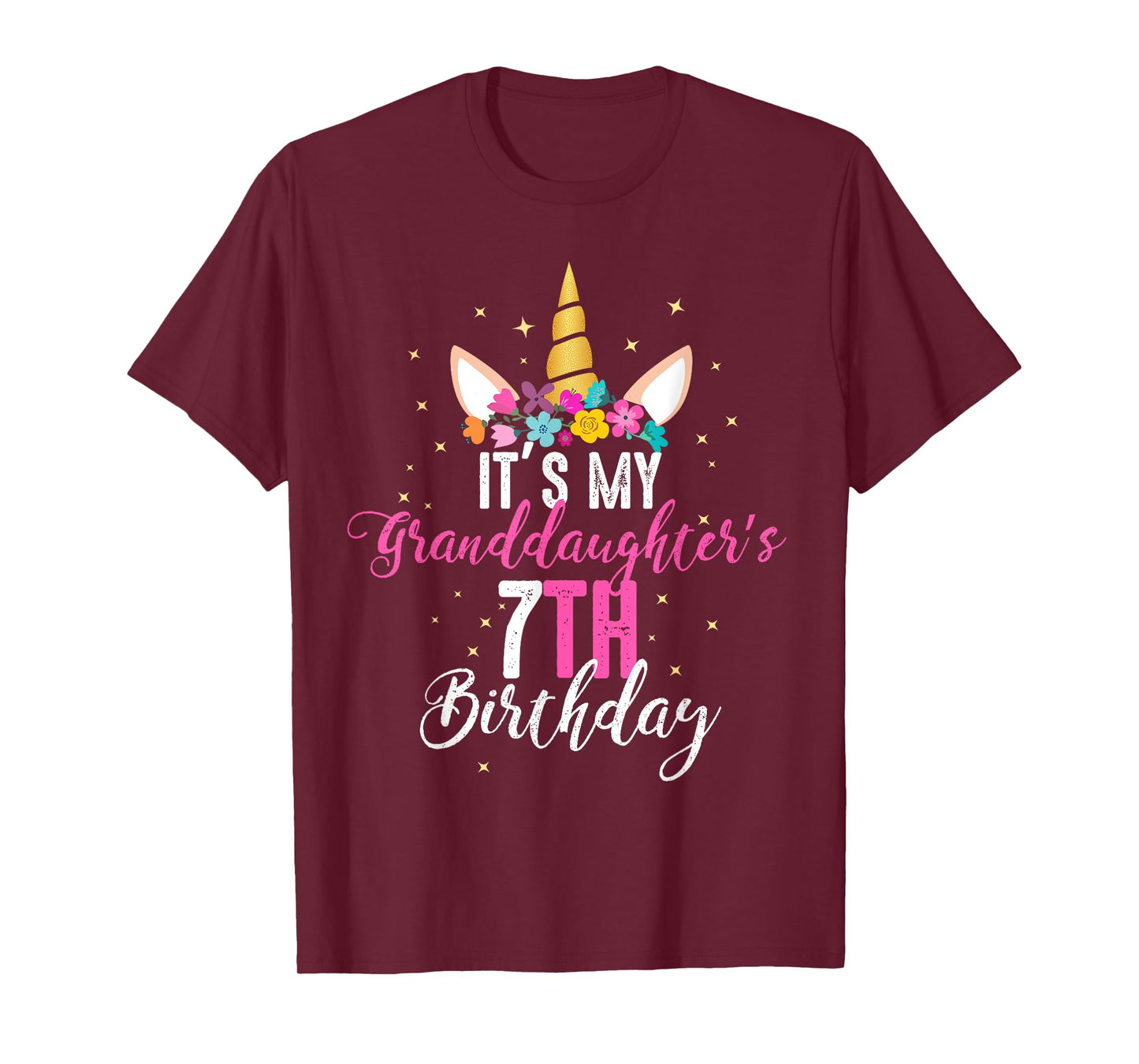 Its My Granddaughters 7th Birthay Girl Unicorn Birthday T-Shirt