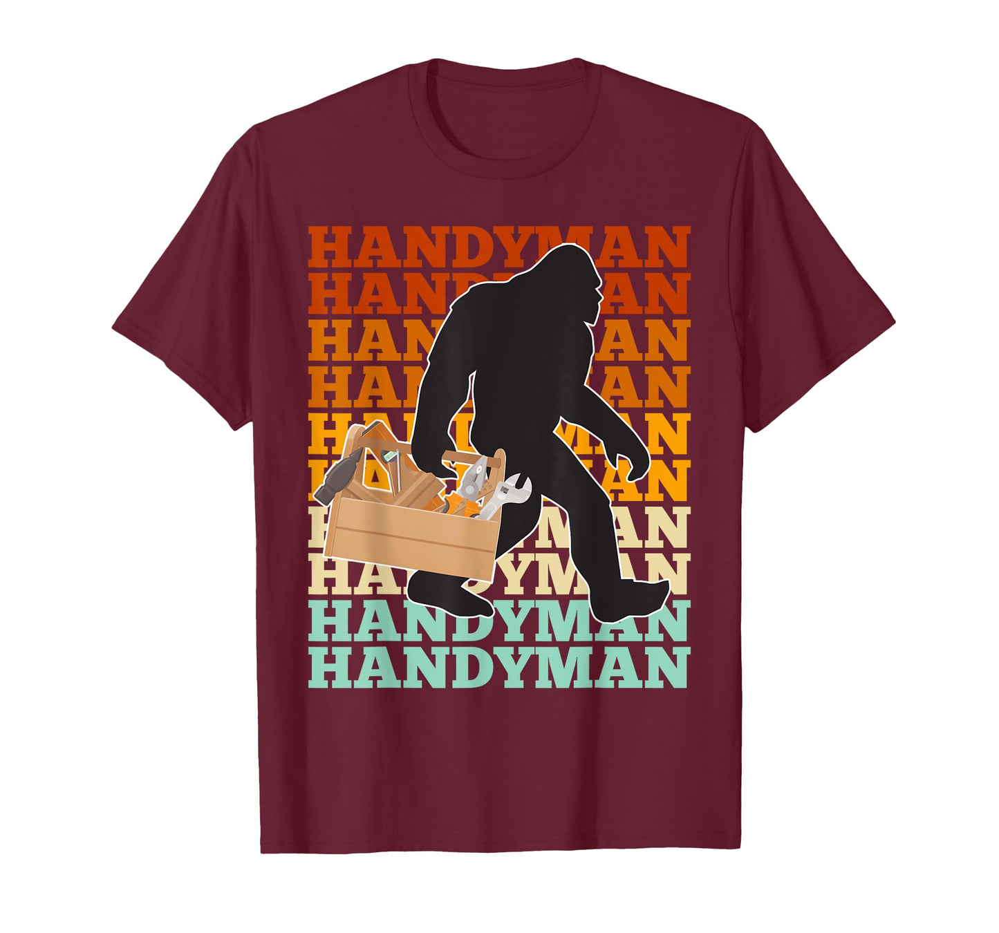 Handyman Bigfoot Retro Tools Toolbox Yeti Sasquatch T-Shirt