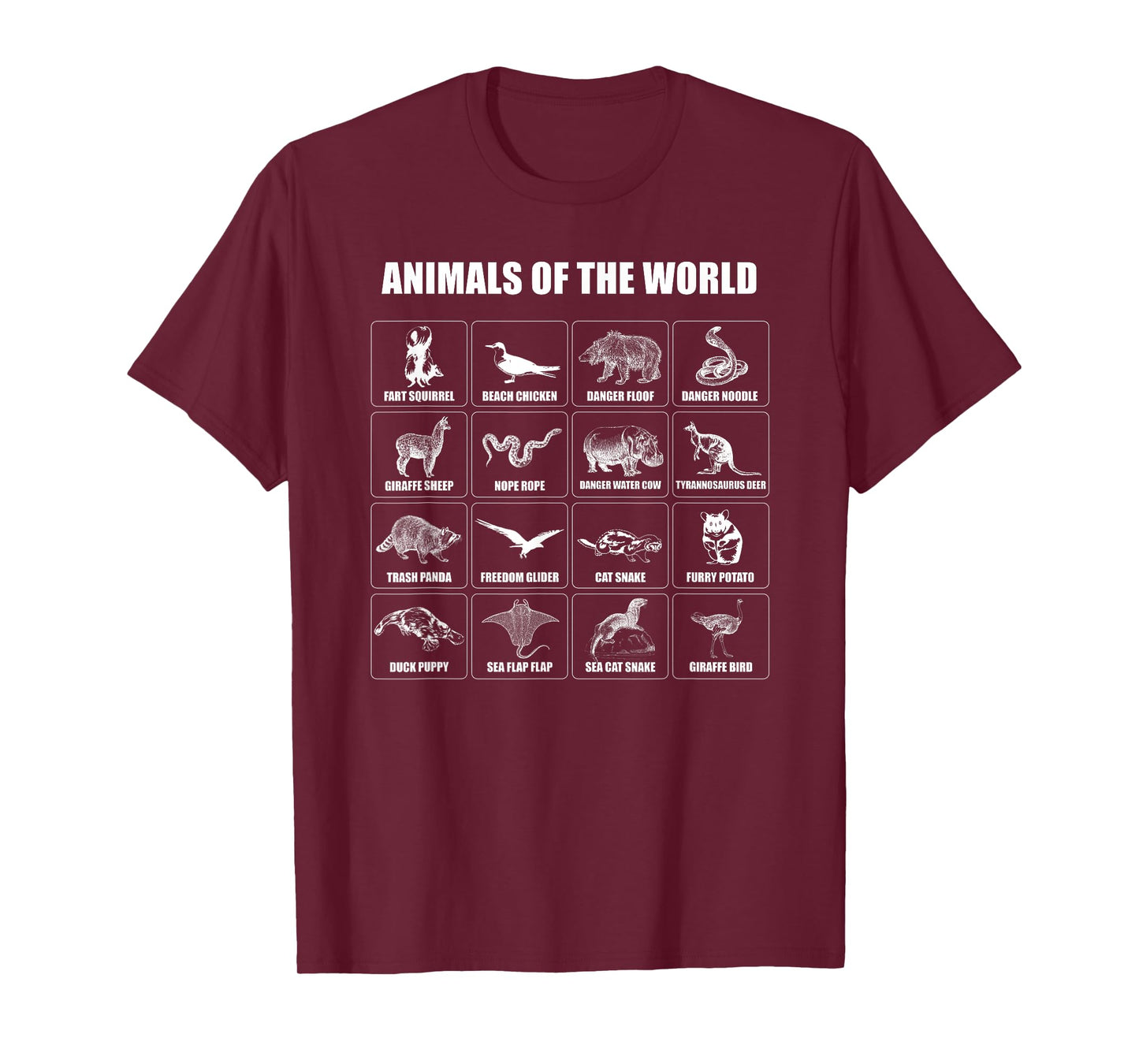 Animals Of The World T Shirt Funny Men Women Boys Girls T-Shirt