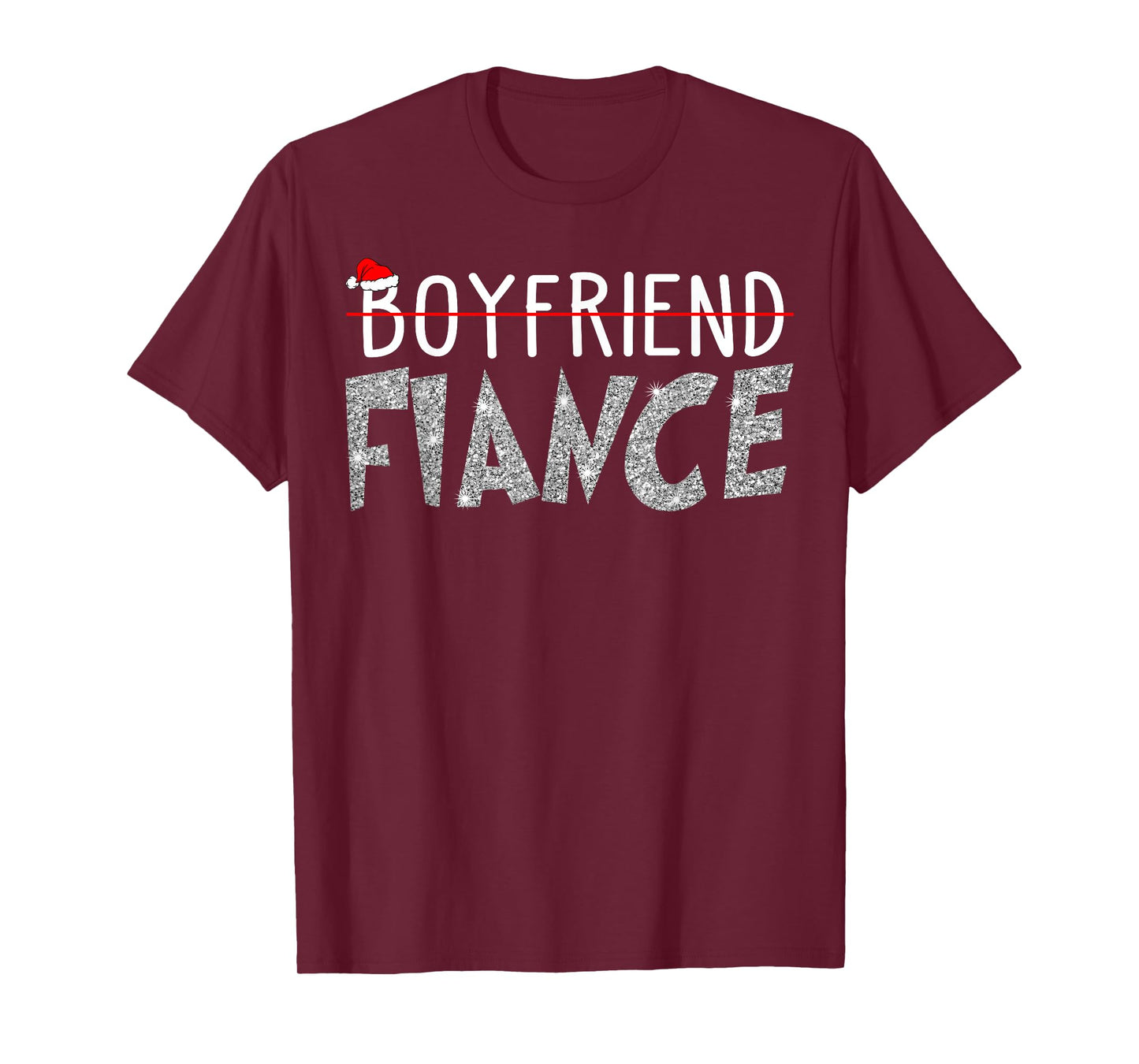 Fiance Fiancee Christmas Pajamas Engaged Couples Matching T-Shirt