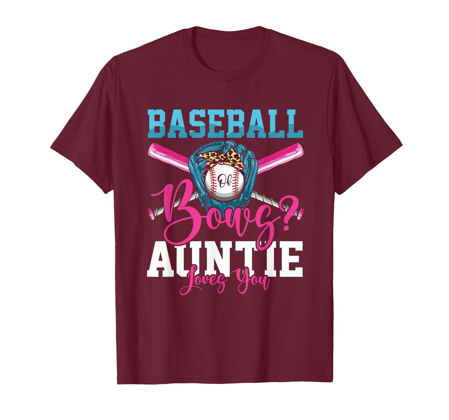 Baseball Or Bows Auntie Loves You Gender Reveal T-Shirt