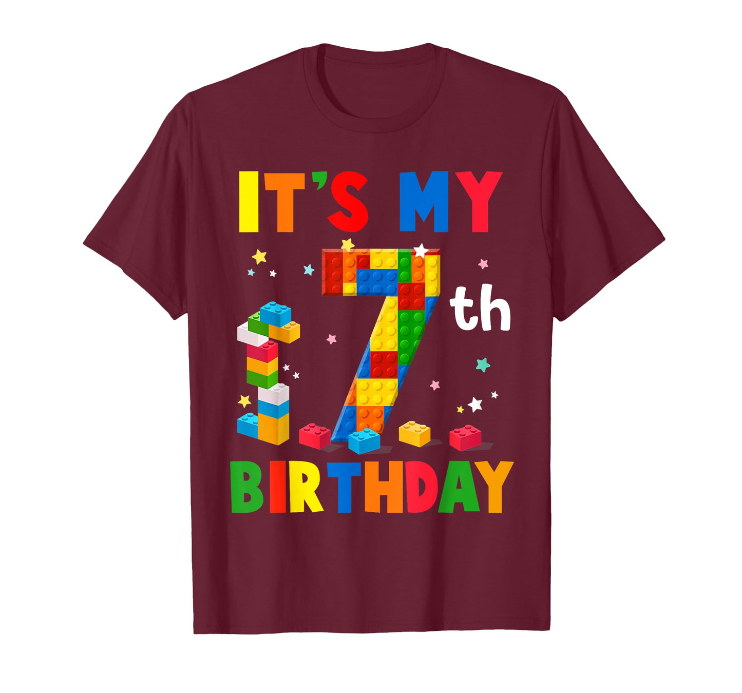 It's My 7th Birthday Building Blocks Bricks 7 Years Old Boy T-Shirt