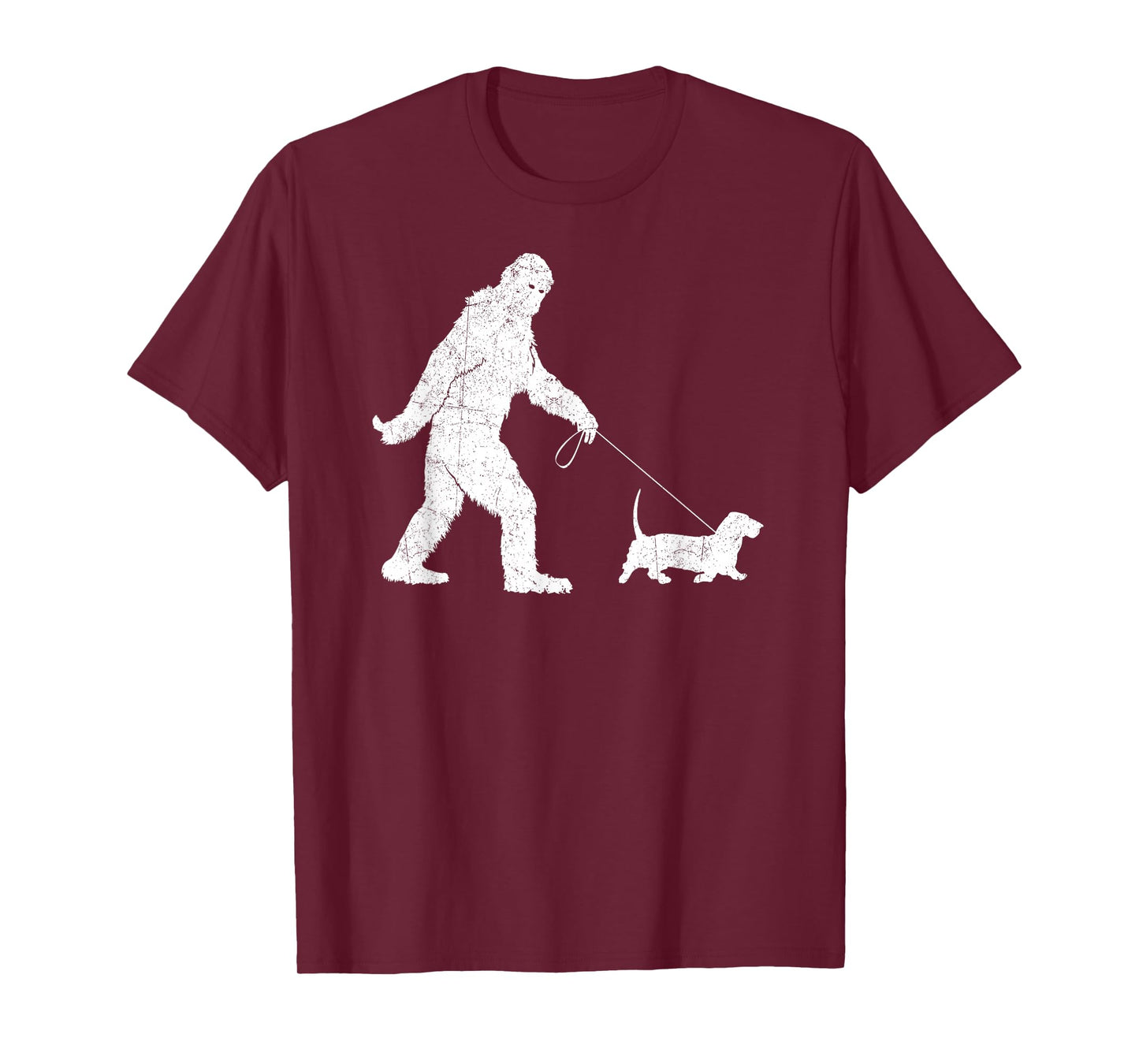 Funny Bigfoot Sasquatch Walking Basset Hound Dog Lovers T-Shirt